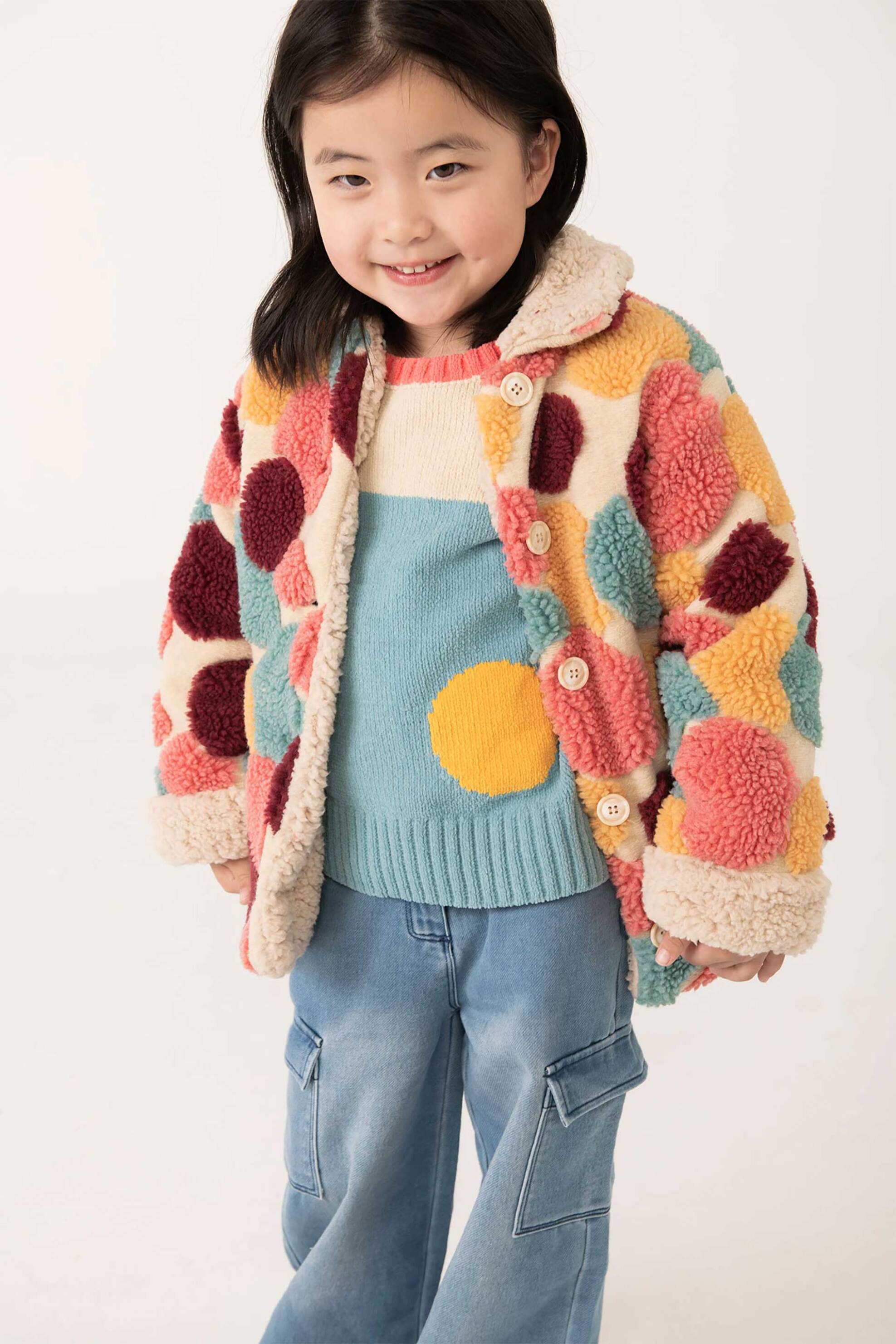 Boboli παιδικό μπουφάν μπουκλέ με πολύχρωμο σχέδιο - 242176 Πολύχρωμο