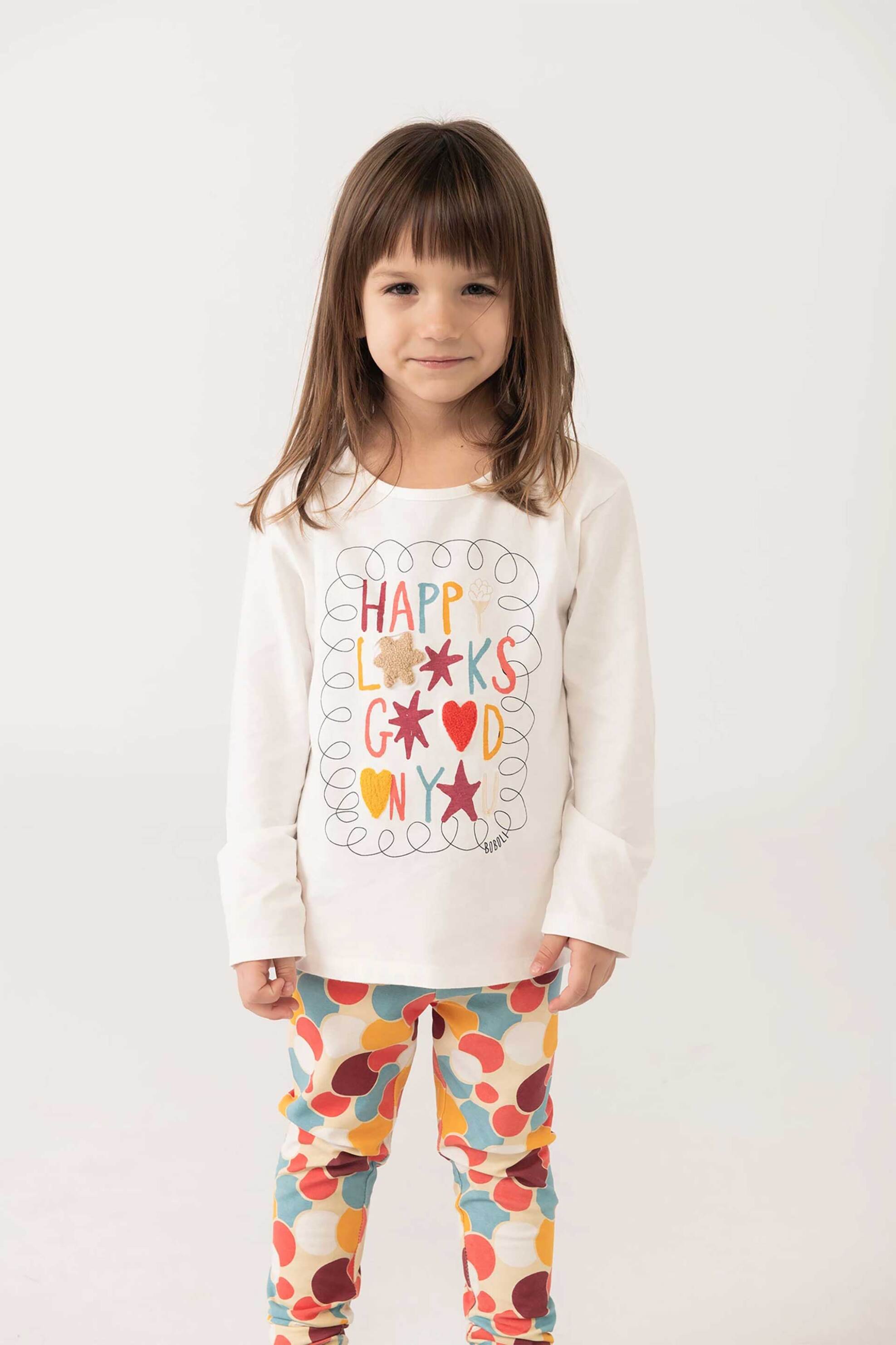 Boboli παιδική μακρυμάνικη μπλούζα με πολύχρωμο print - 242187 Λευκό