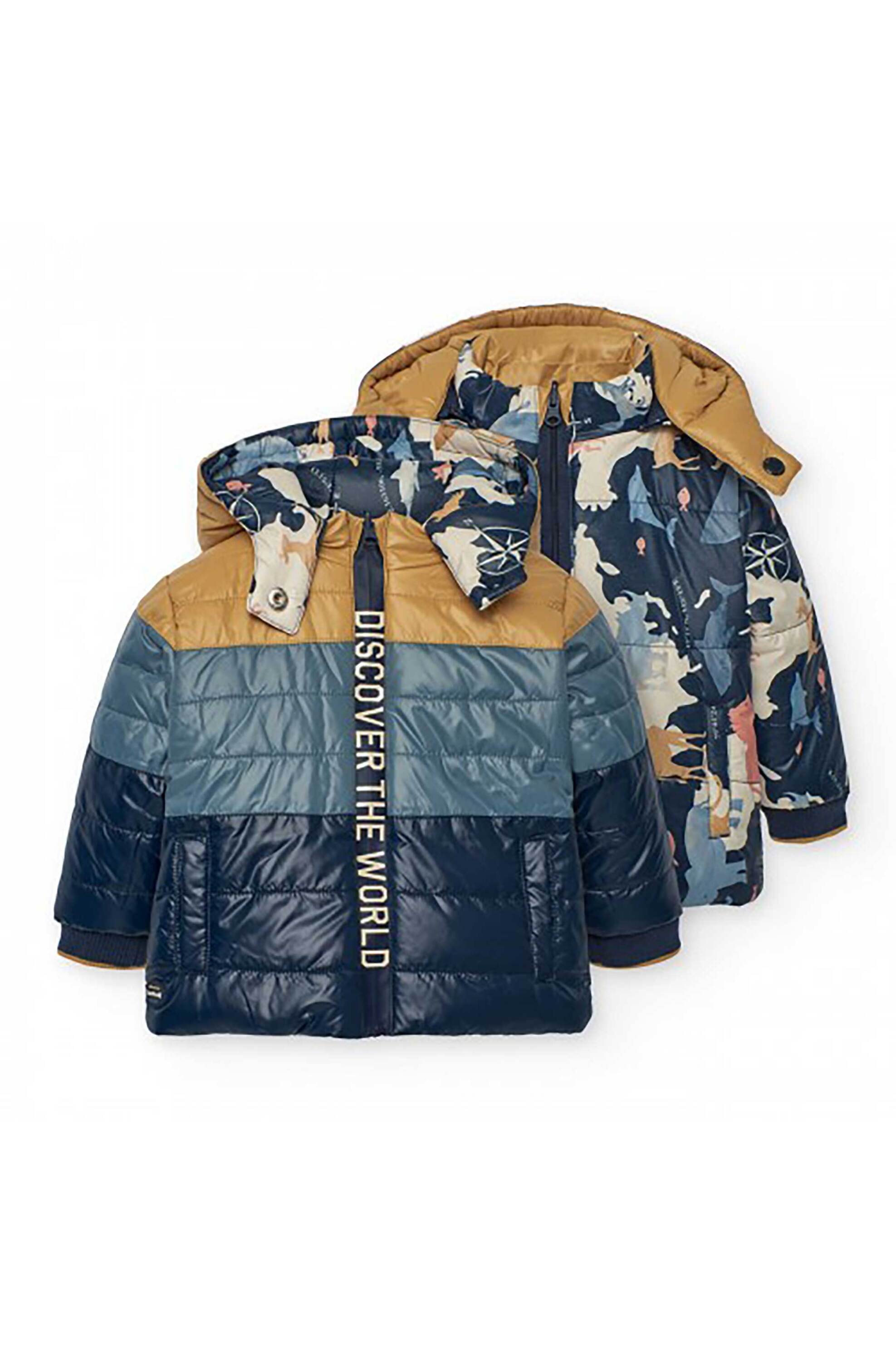 Boboli παιδικό μπουφάν διπλής όψης καπιτονέ - 302173 Σκούρο Μπλε