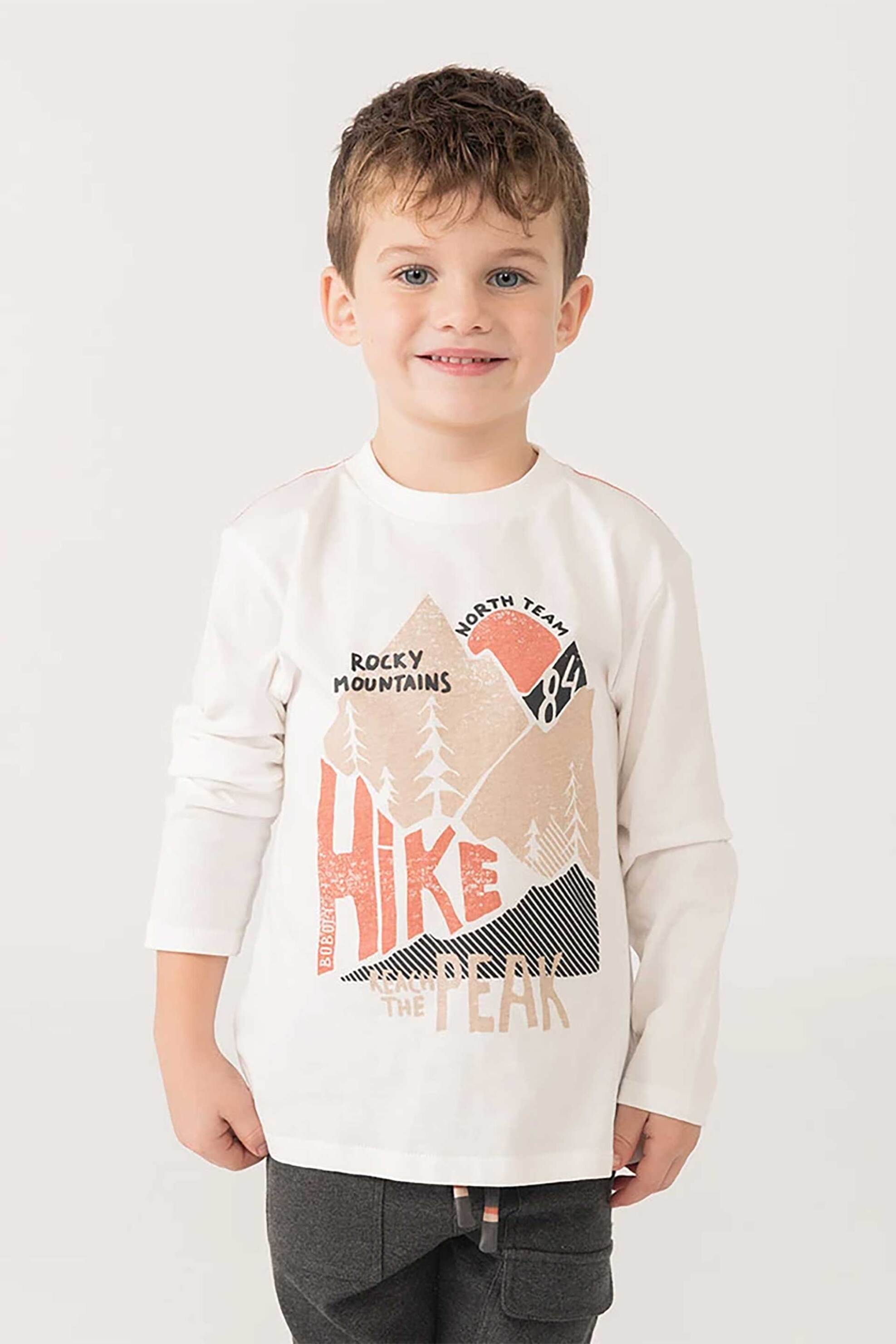 Boboli παιδική μακρυμάνικη μπλούζα με mountain print - 312040 Λευκό