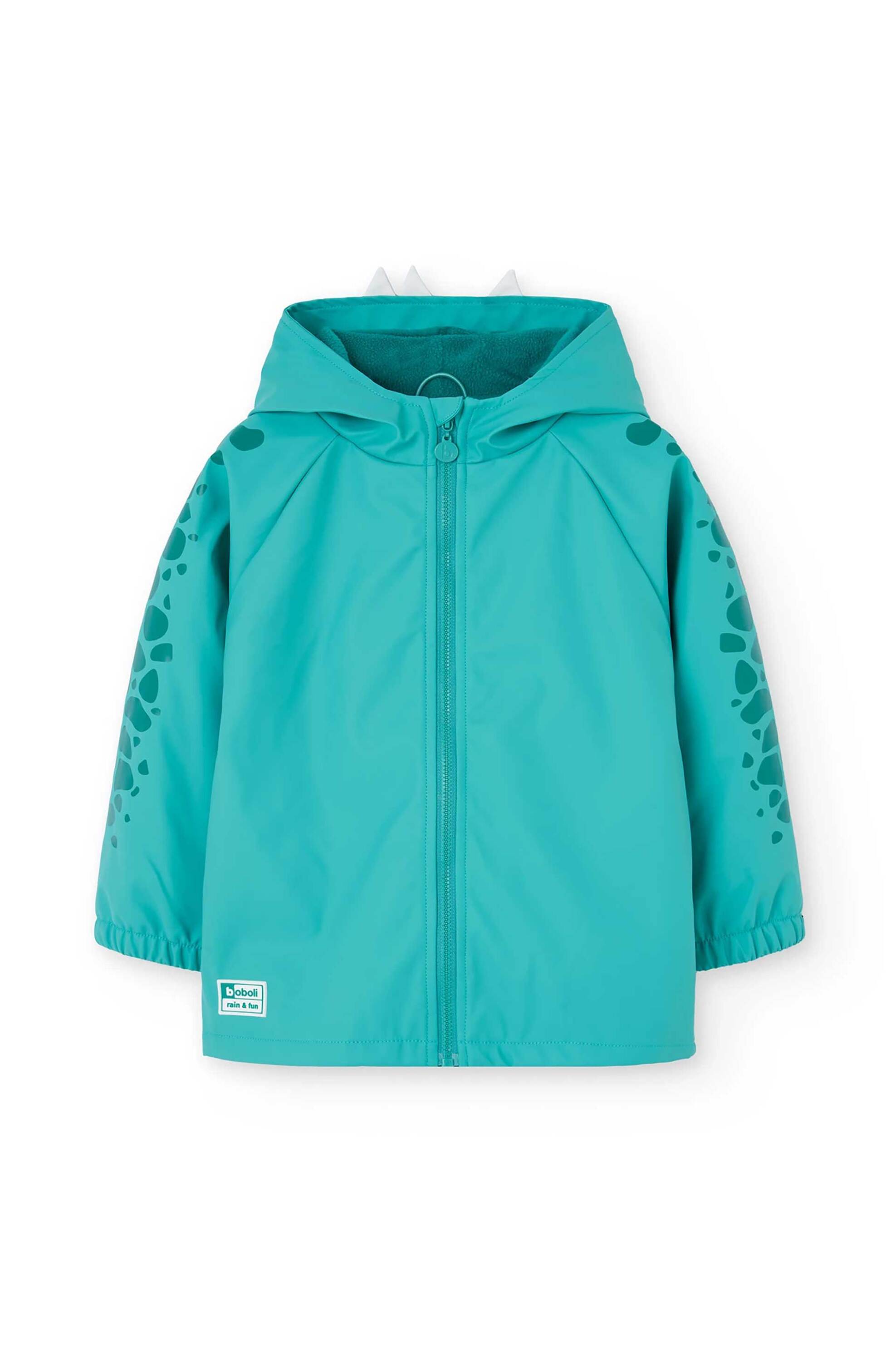 Boboli παιδικό αδιάβροχο μπουφάν με κουκούλα και 3D σχέδιο ζωάκι - 392004 Τυρκουάζ