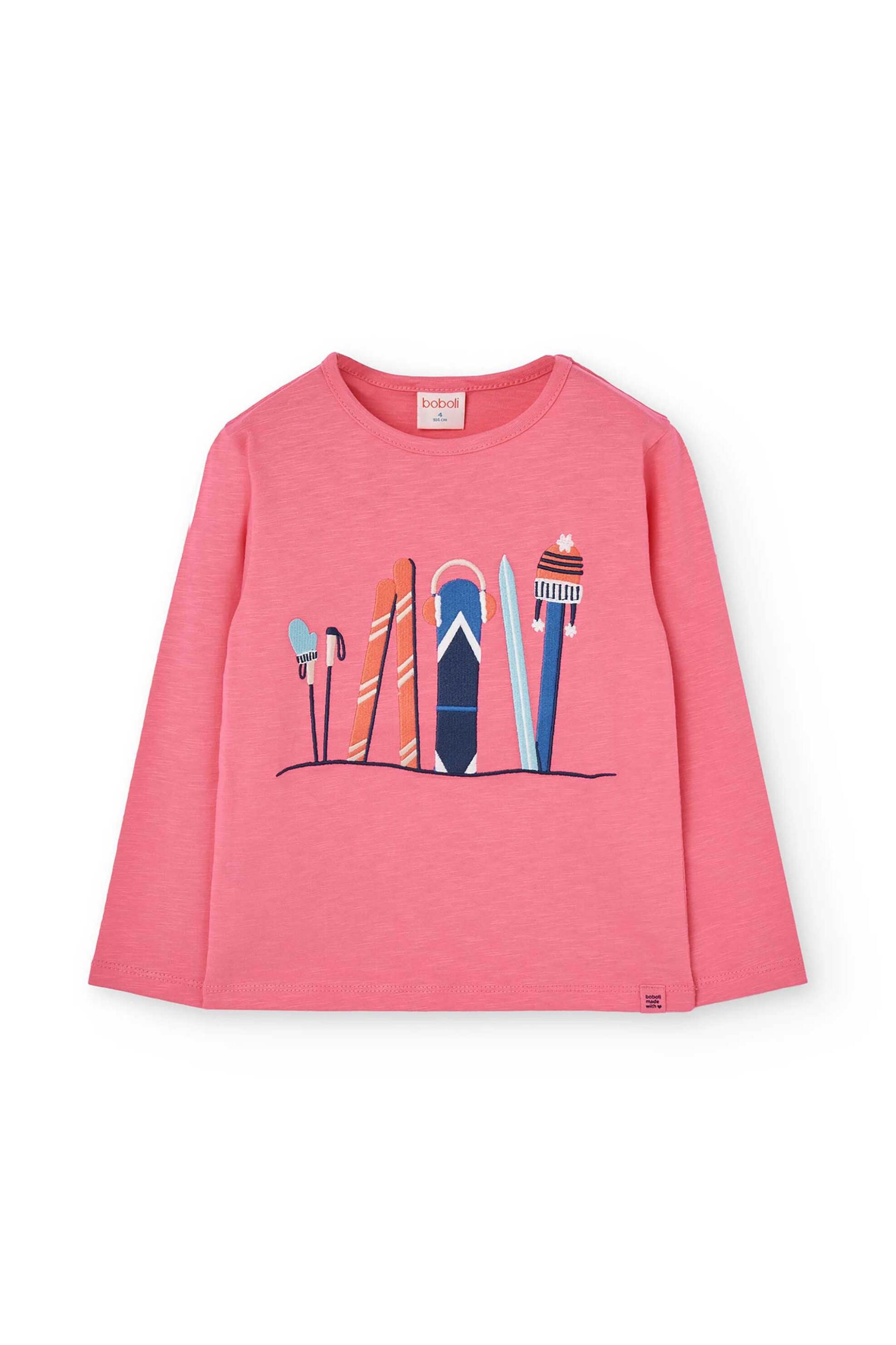 Boboli παιδική μακρυμάνικη μπλούζα με σχέδιο - 432009 Ροζ