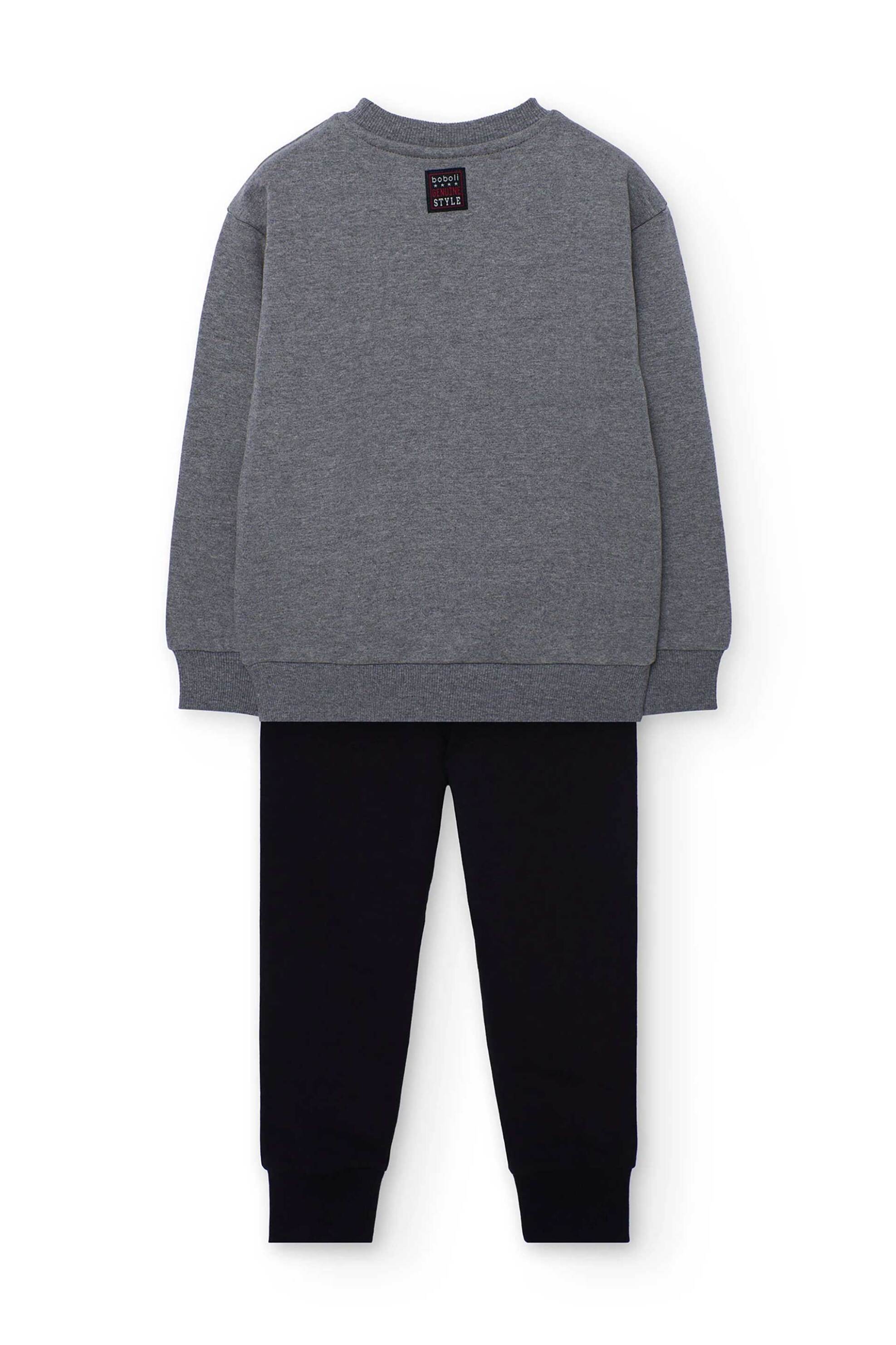 Boboli παιδικό σετ μπλούζα φούτερ με ski print και φόρμα (2 τεμάχια) - 532145 Γκρι φωτογραφία