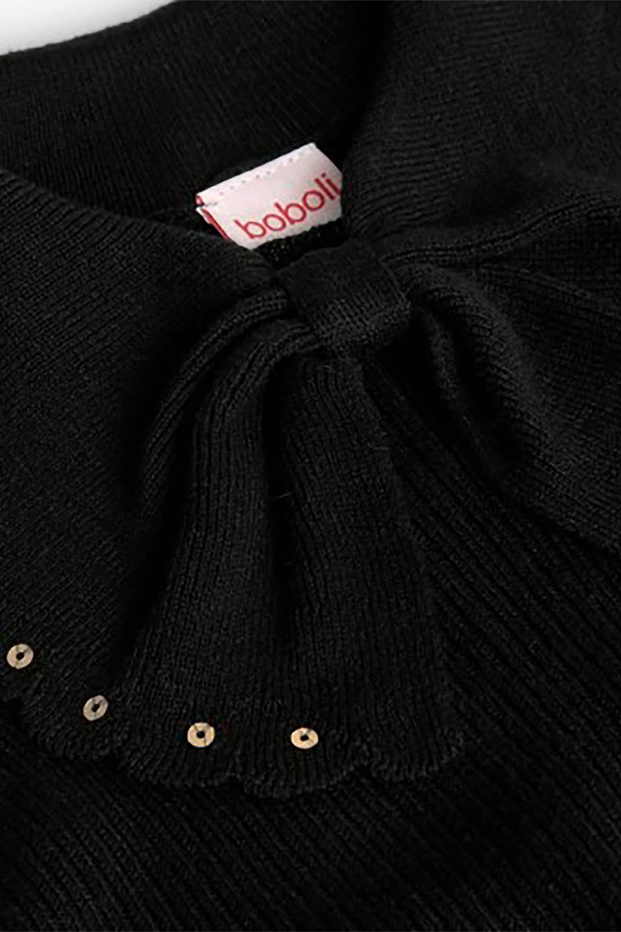 Boboli παιδική πλεκτή μπλούζα με φιόγκο και παγιέτα - 722191 Μαύρο φωτογραφία