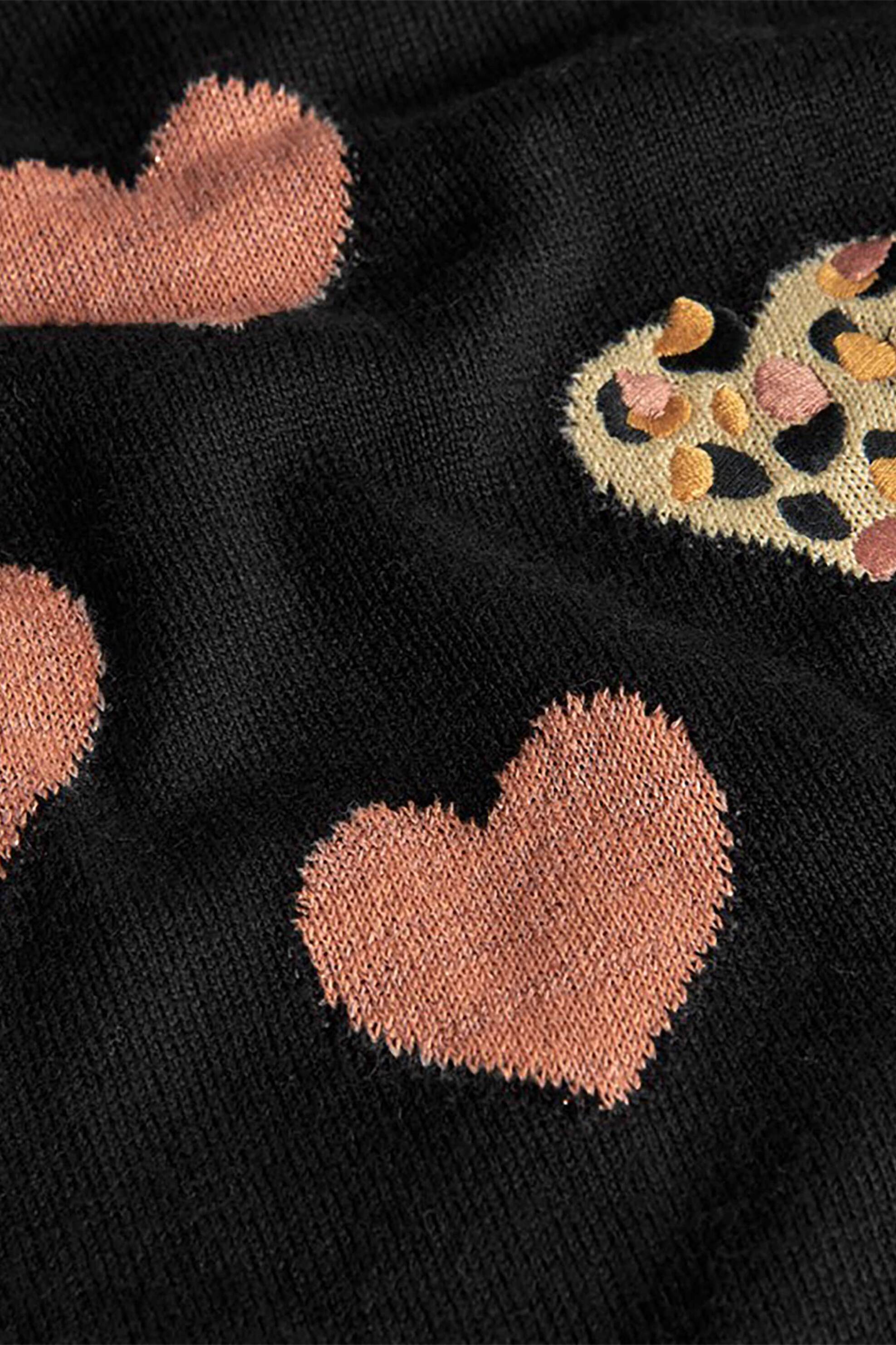 Boboli παιδικό πλεκτό φόρεμα με ψηλό λαιμό και σχέδιο με καρδούλες - 722326 Μαύρο φωτογραφία