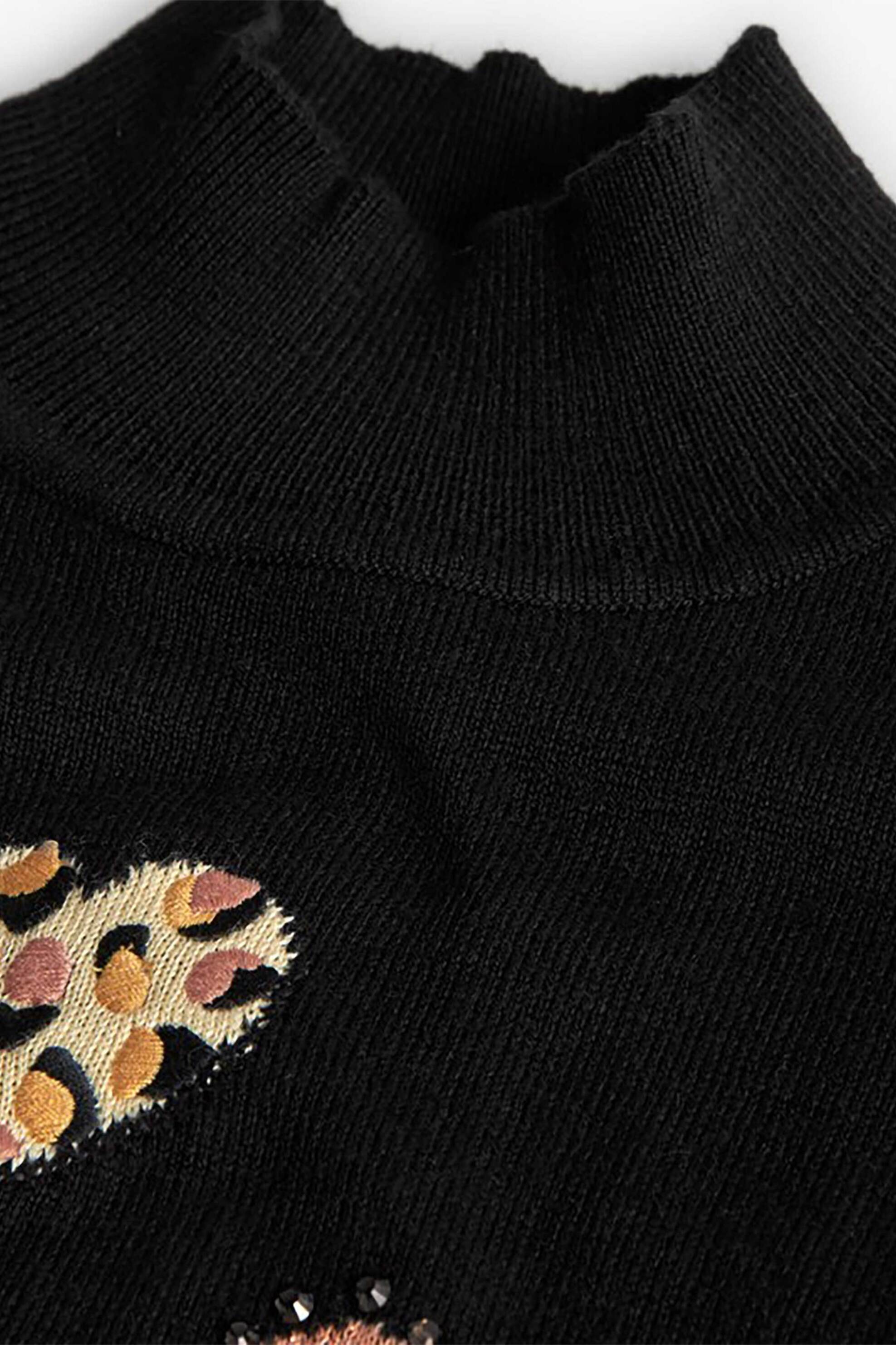 Boboli παιδικό πλεκτό φόρεμα με ψηλό λαιμό και σχέδιο με καρδούλες - 722326 Μαύρο φωτογραφία