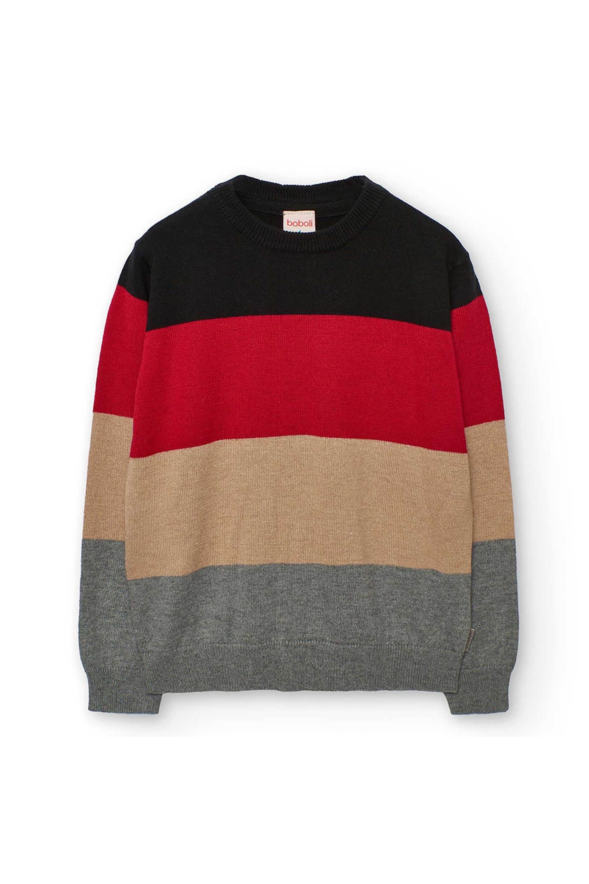 BOBOLI Boboli παιδική πλεκτή μπλούζα με ριγέ σχέδιο - 732327 Μαύρο