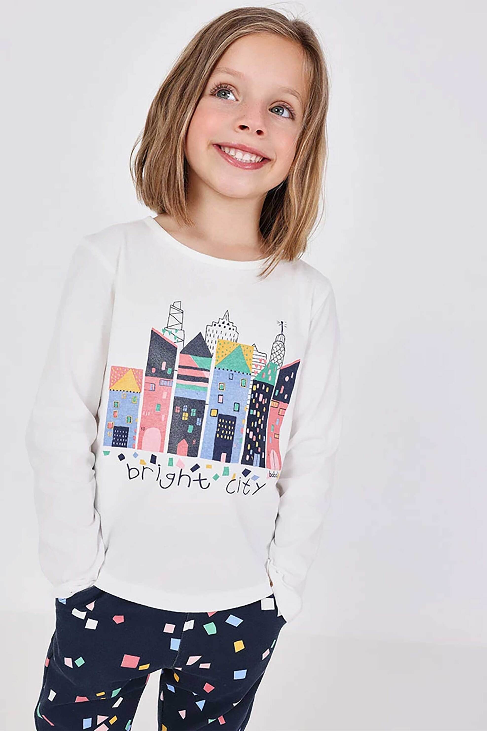 Boboli παιδική μακρυμάνικη μπλούζα με city print - 202105 Λευκό