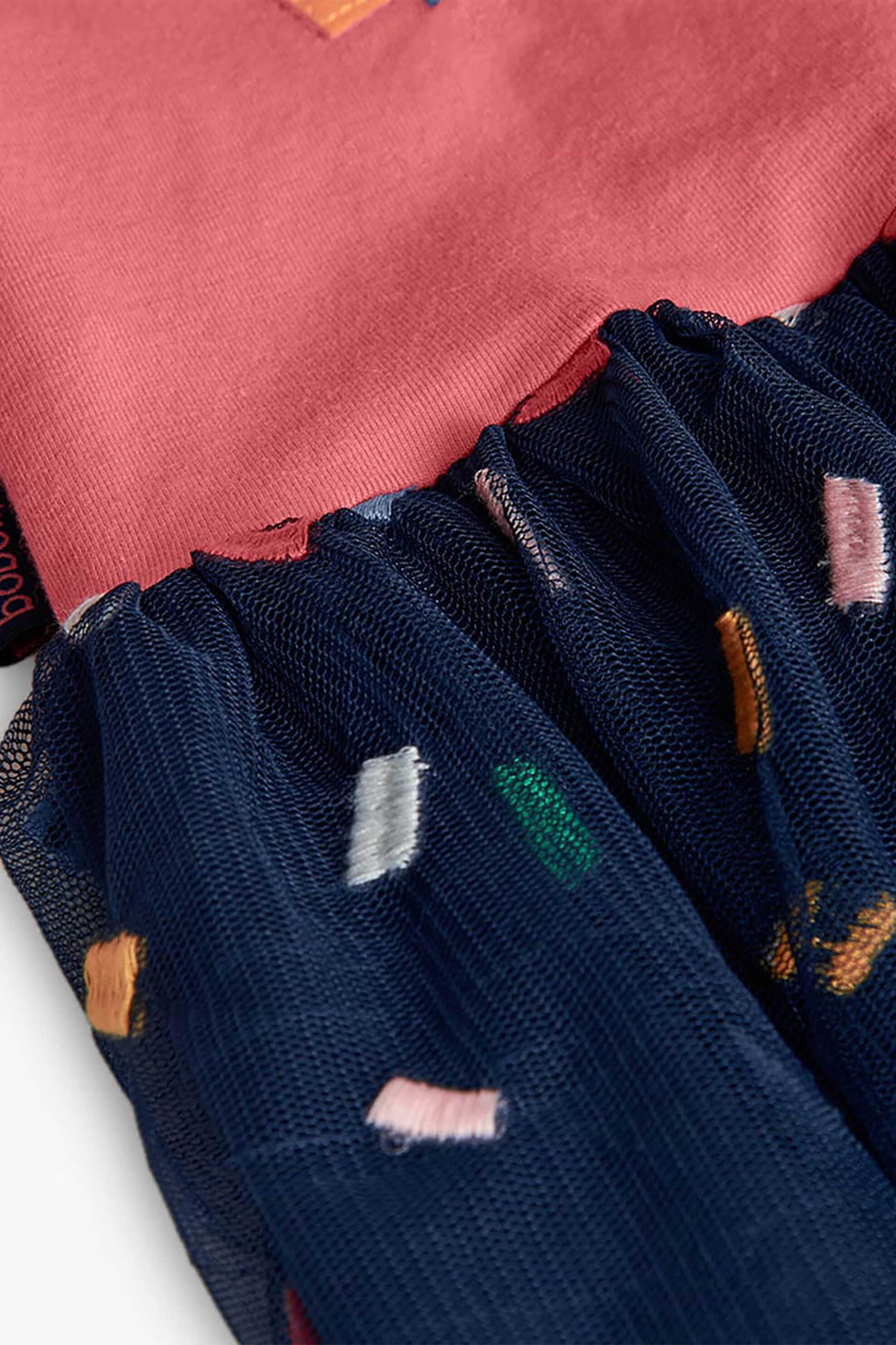 Boboli παιδικό φόρεμα με μπλούζα φούτερ και τούλινη φούστα με πολύχρωμα σχέδια - 202150 Ροζ φωτογραφία