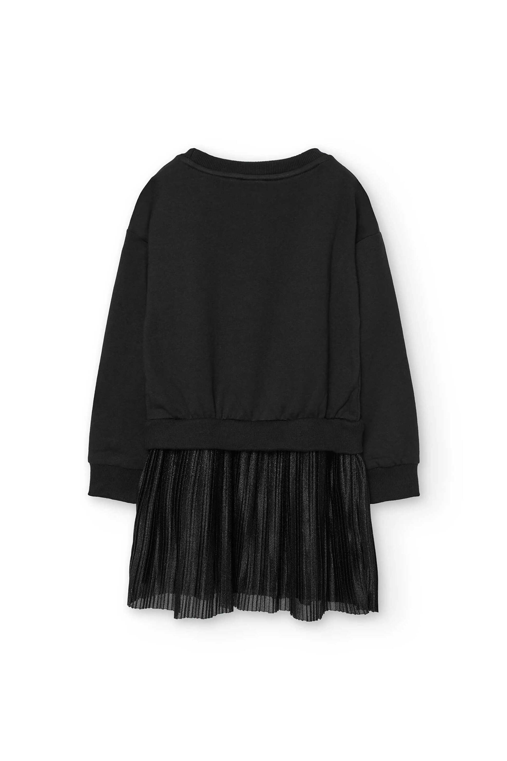 Boboli παιδικό φόρεμα με μπλούζα φούτερ με στρας και πλισέ τούλινη φούστα - 402130 Μαύρο φωτογραφία