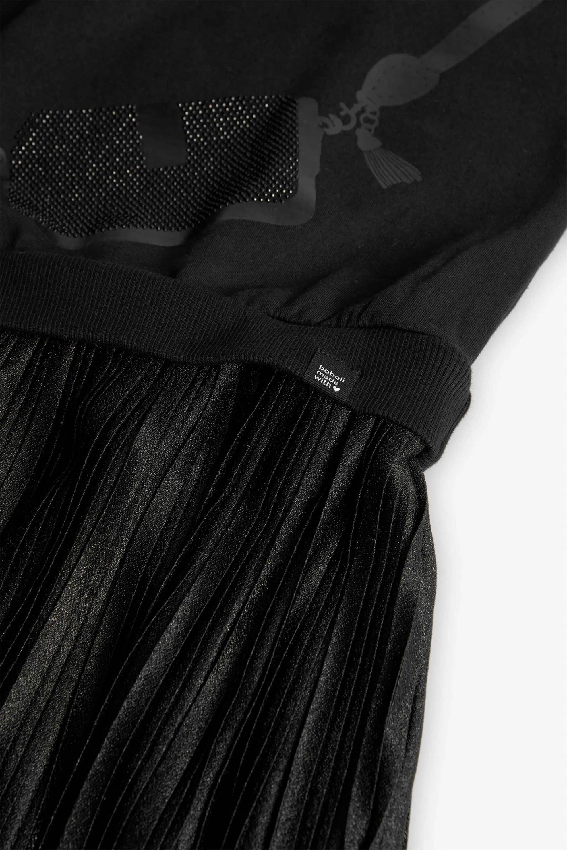 Boboli παιδικό φόρεμα με μπλούζα φούτερ με στρας και πλισέ τούλινη φούστα - 402130 Μαύρο φωτογραφία