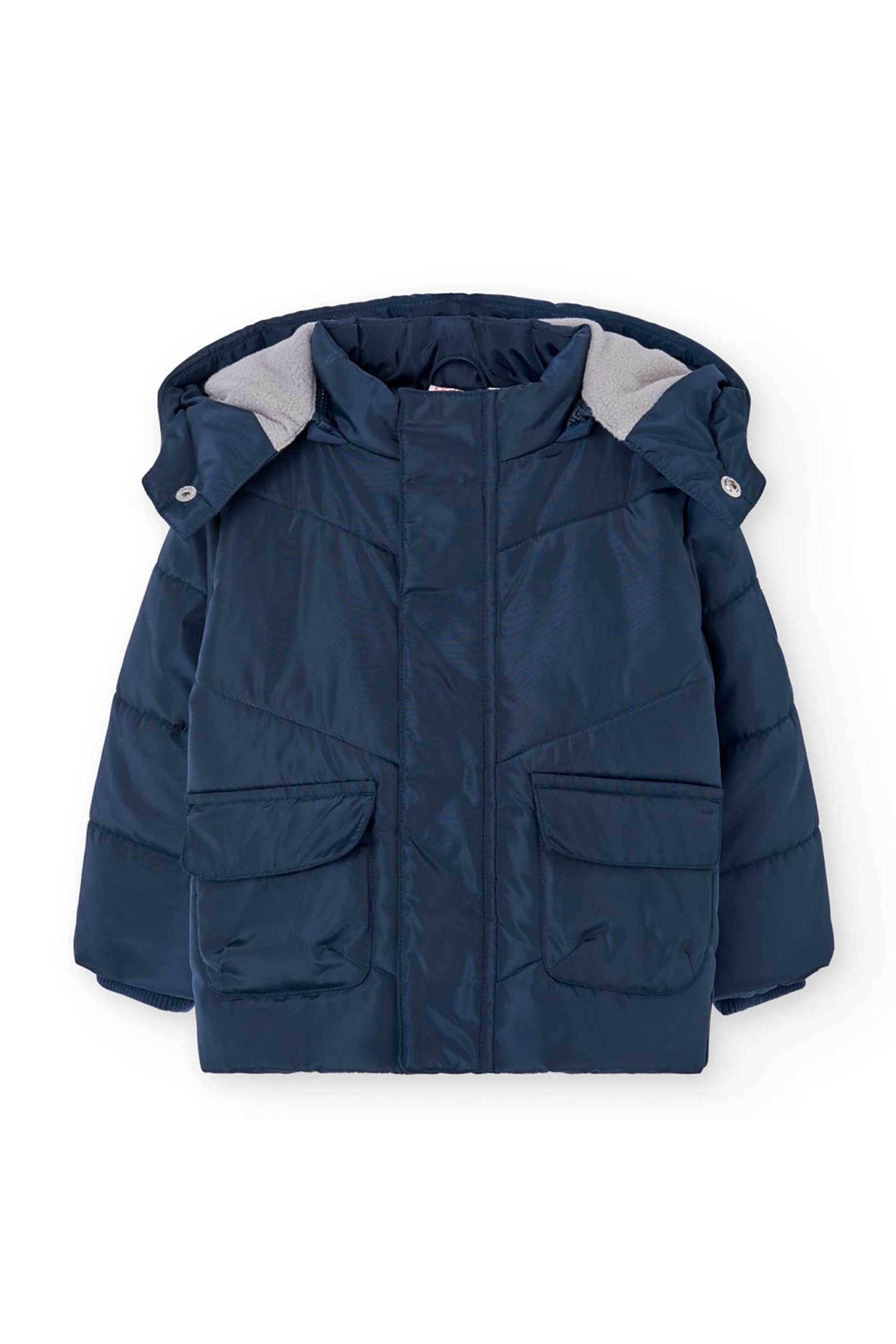 Boboli παιδικό μπουφάν καπιτονέ μονόχρωμο - 712370 Σκούρο Μπλε