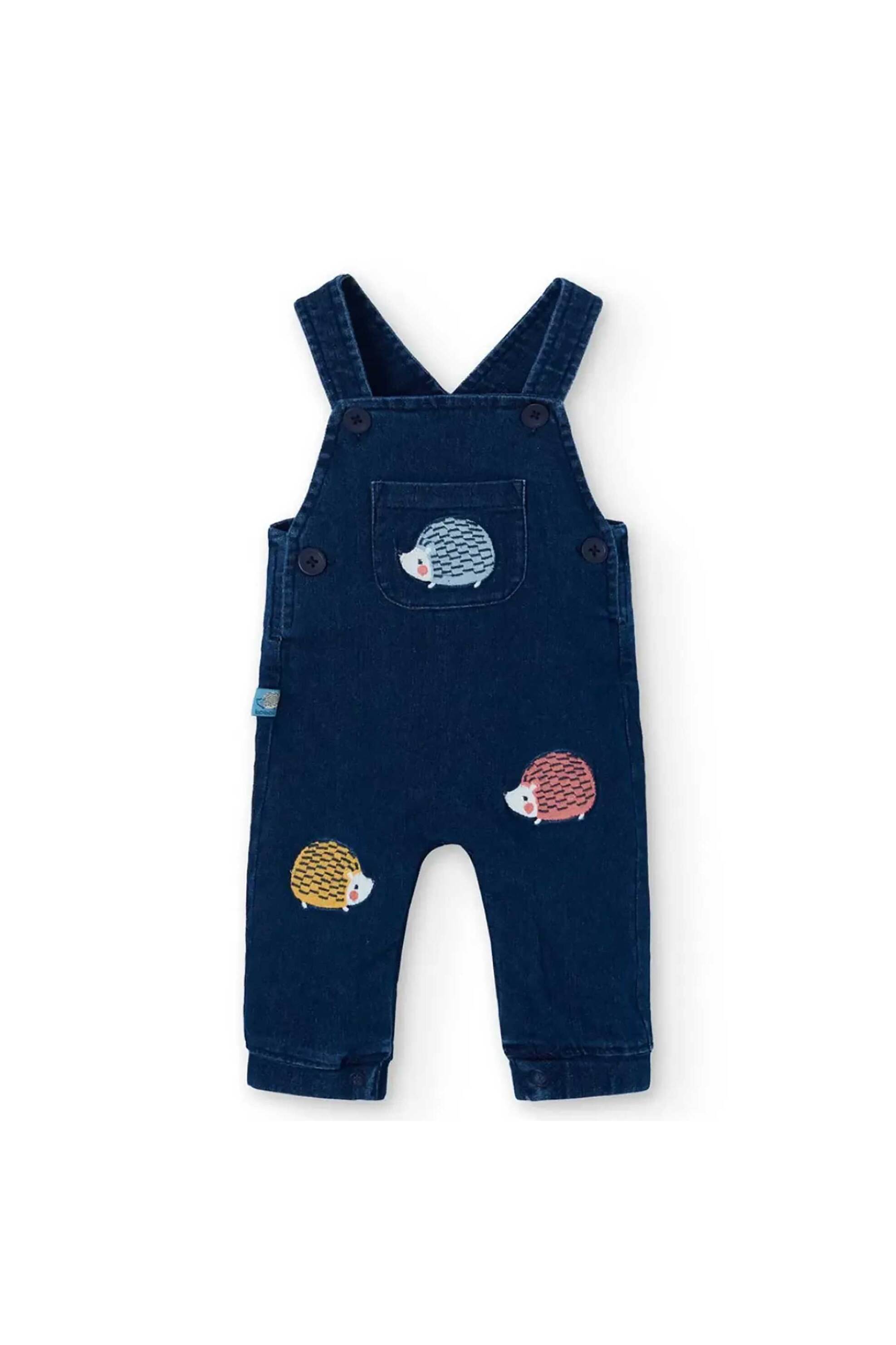 Boboli βρεφικό σετ σαλοπέτα denim με ζωάκια και φορμάκι (2 τεμάχια) - 132141 Denim Blue Ανοιχτό φωτογραφία