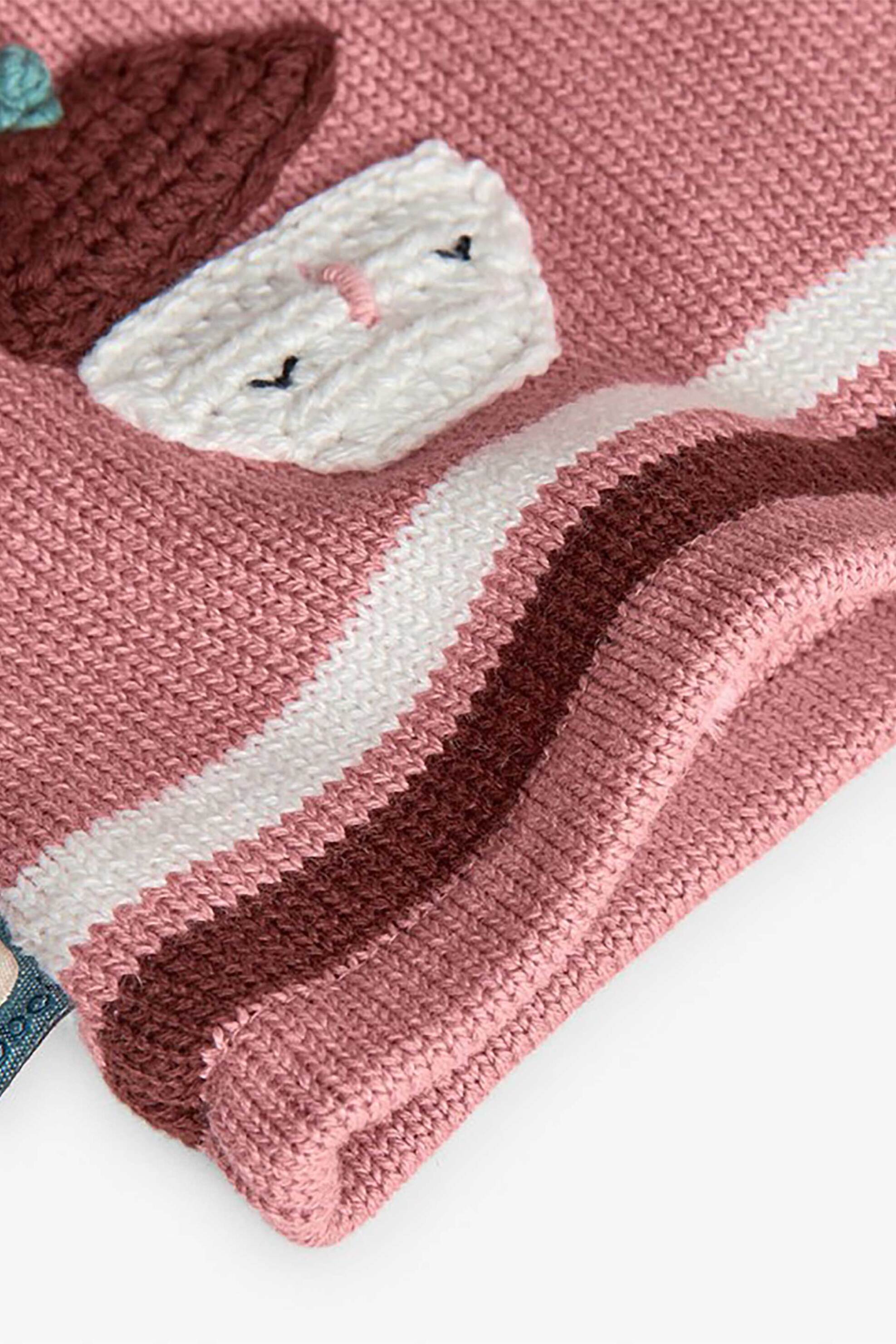 Boboli βρεφική πλεκτή ζακέτα με κεντήματα και κουκούλα με επένδυση από faux γούνα - 142120 Ροζ φωτογραφία