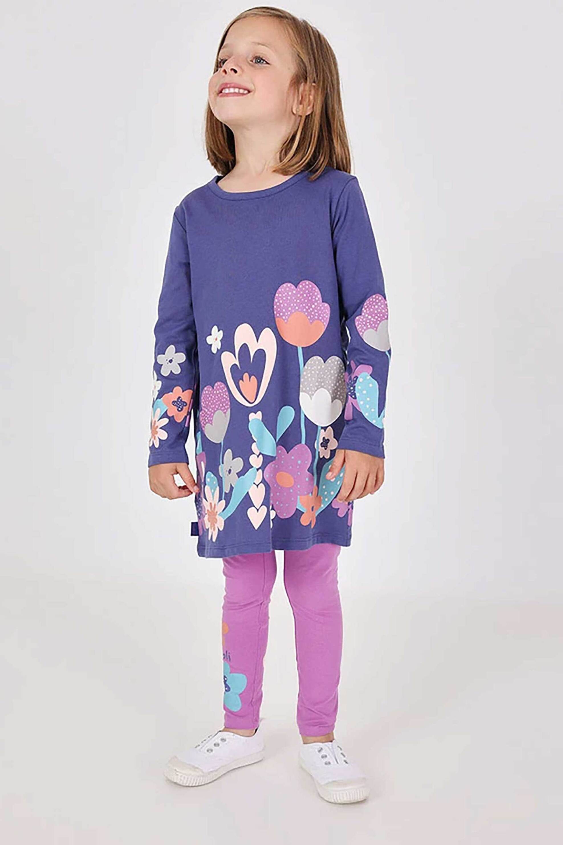 BOBOLI Boboli παιδικό σετ μπλούζα και κολάν με floral print (2 τεμάχια) - 222107 Μοβ