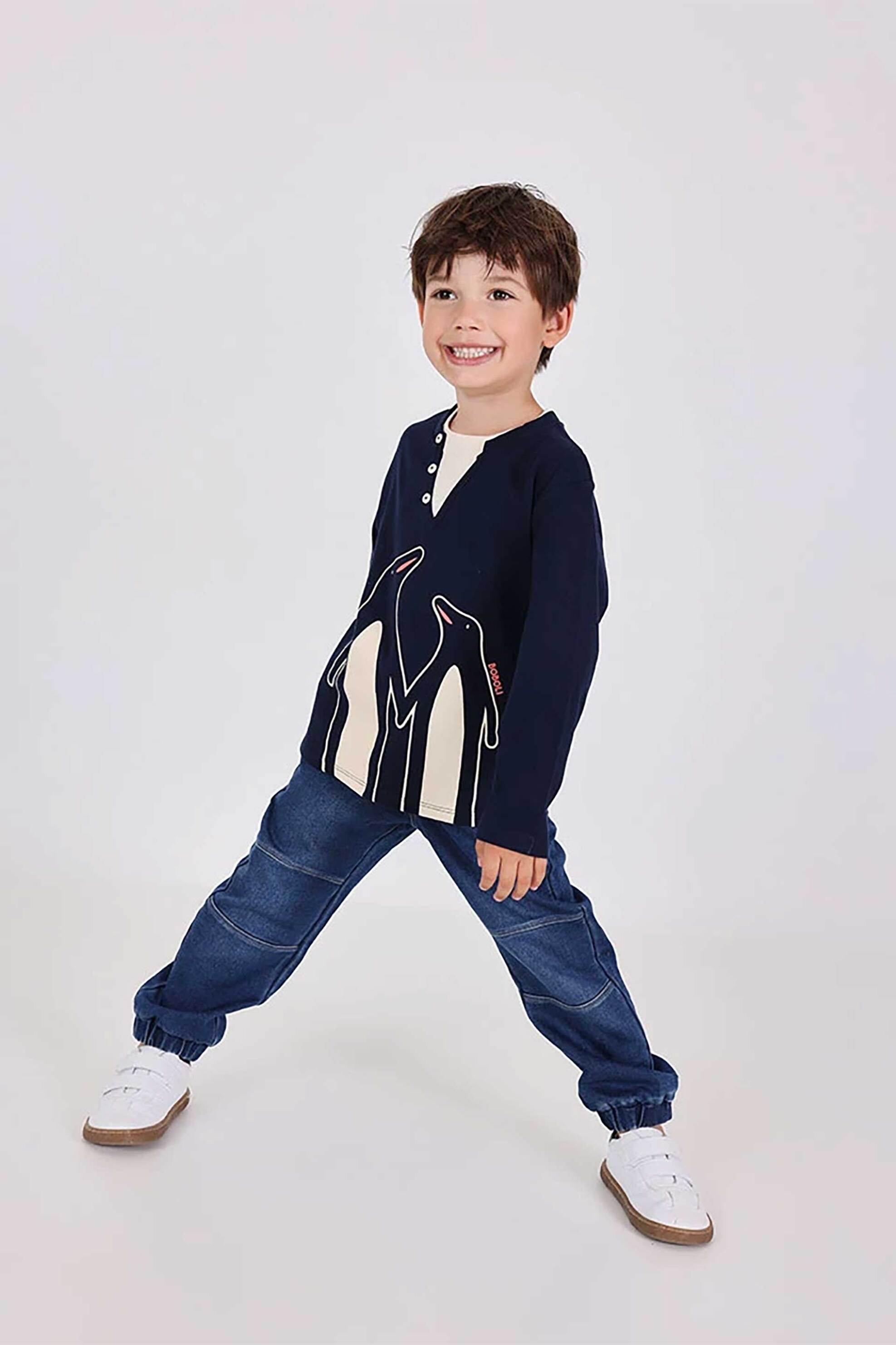 BOBOLI Boboli παιδικό τζιν παντελόνι με ελαστική μέση - 302027 Denim Blue Σκούρο