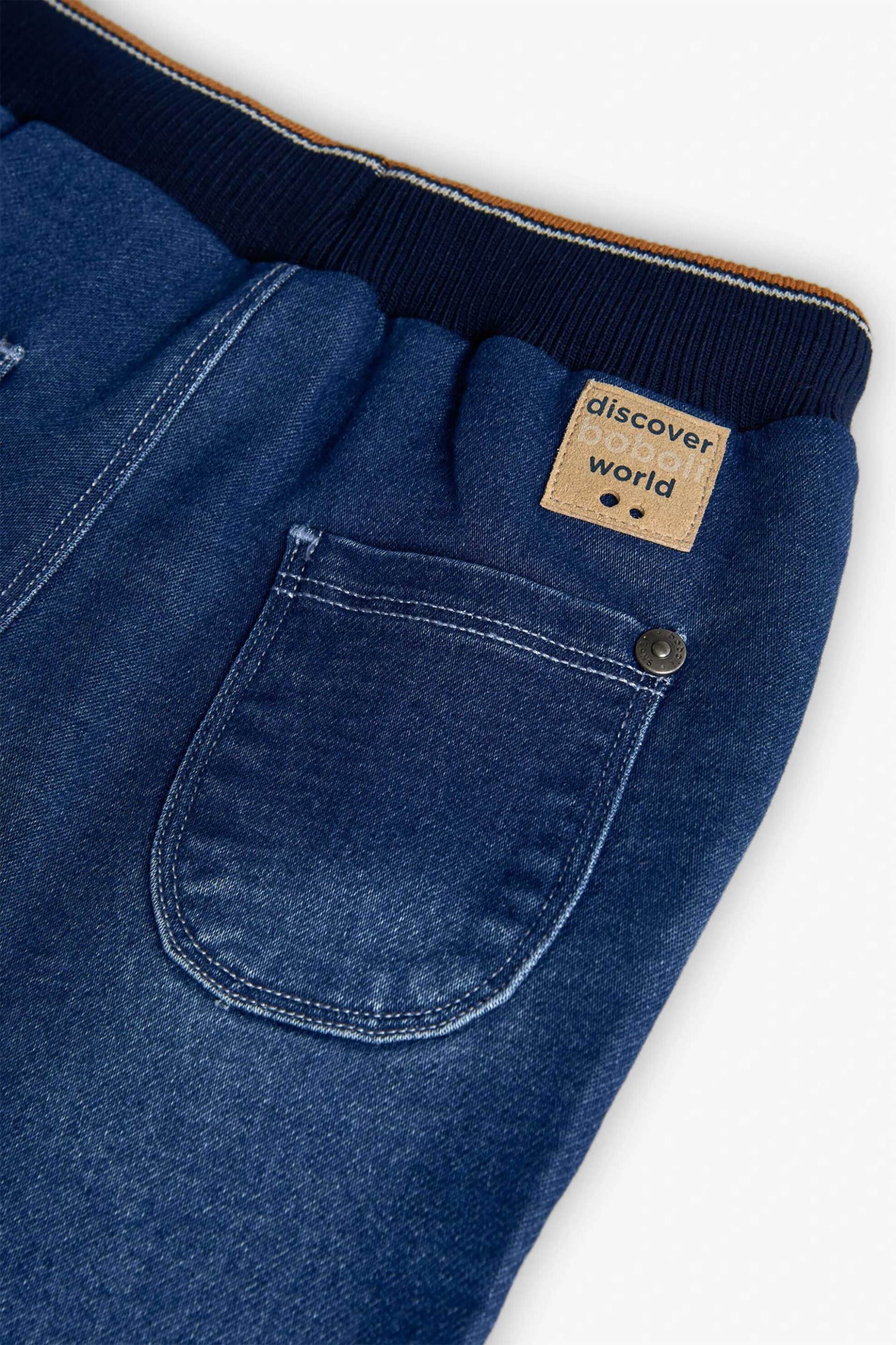 Boboli παιδικό τζιν παντελόνι με ελαστική μέση - 302027 Denim Blue Σκούρο φωτογραφία