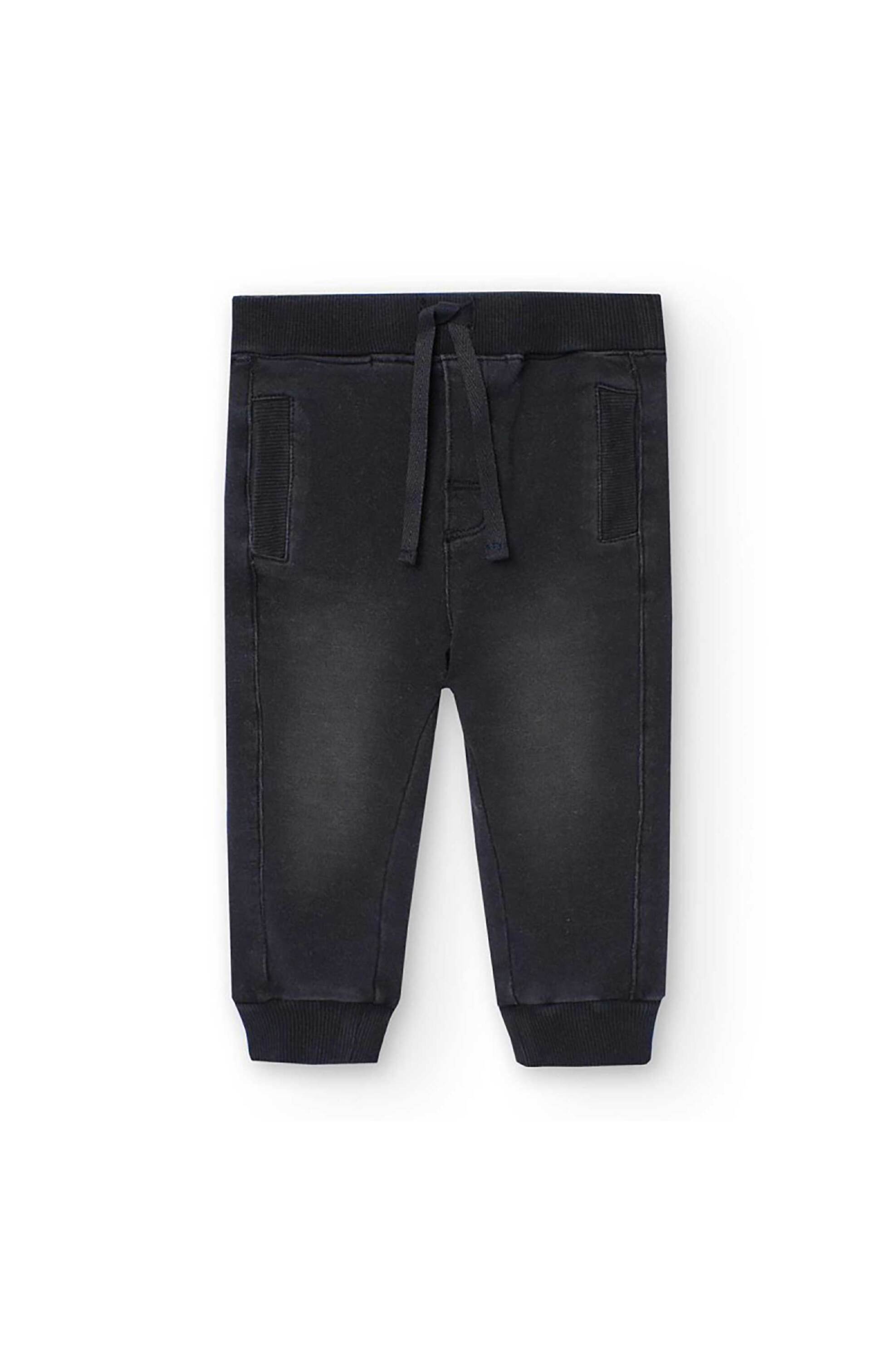 Boboli παιδικό τζιν παντελόνι με ελαστική μέση - 390248 Μαύρο