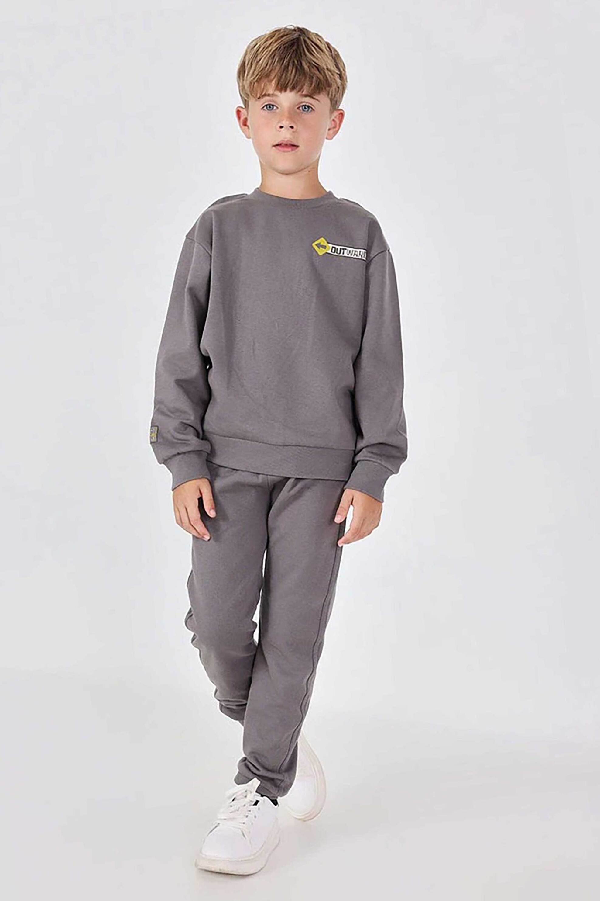 BOBOLI Boboli παιδικό σετ μπλούζα φούτερ με print και φόρμα (2 τεμάχια) - 512211 Ανθρακί