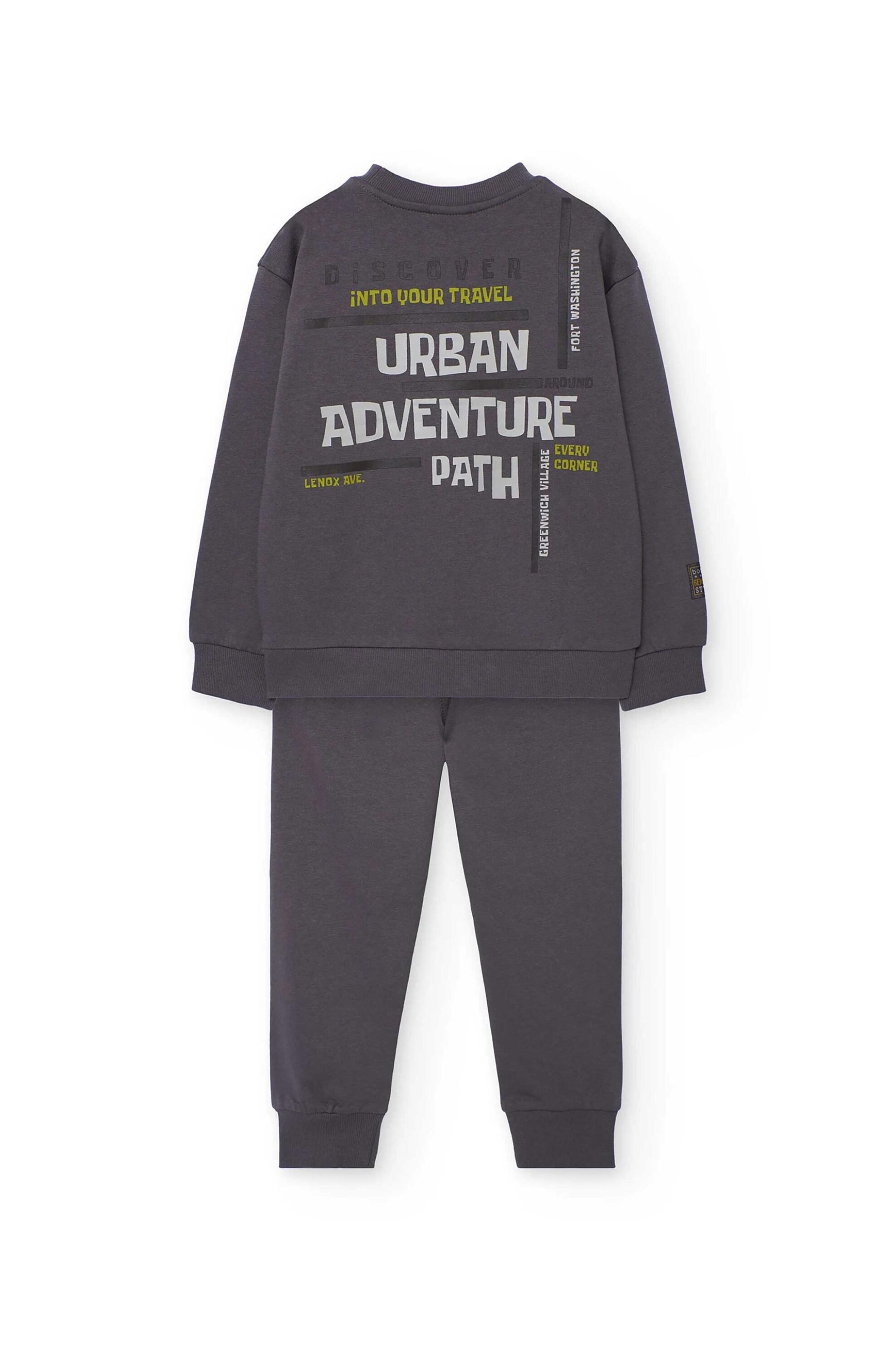 Boboli παιδικό σετ μπλούζα φούτερ με print και φόρμα (2 τεμάχια) - 512211 Ανθρακί φωτογραφία