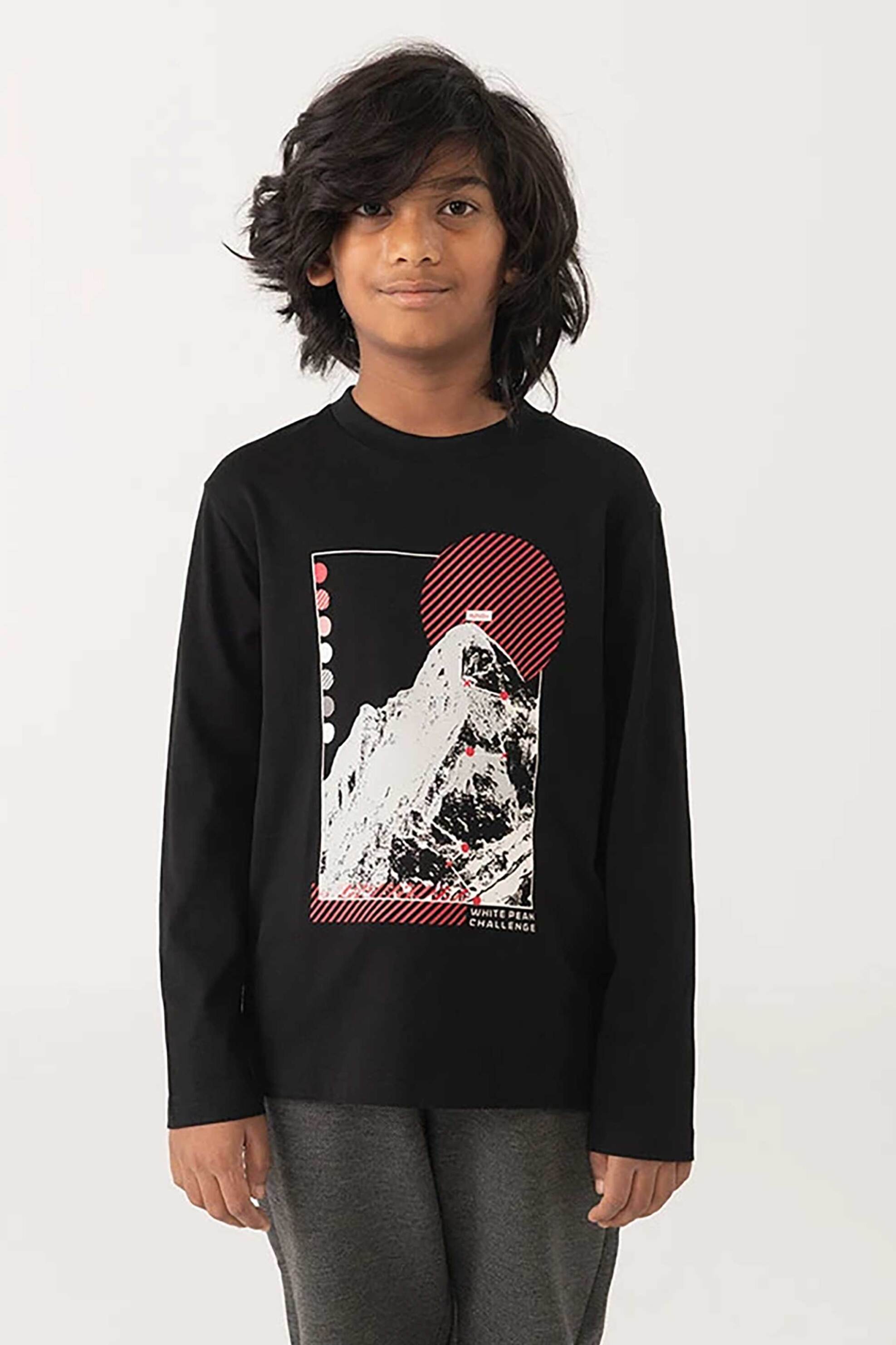 BOBOLI Boboli παιδική μακρυμάνικη μπλούζα με mountain print - 532033 Μαύρο