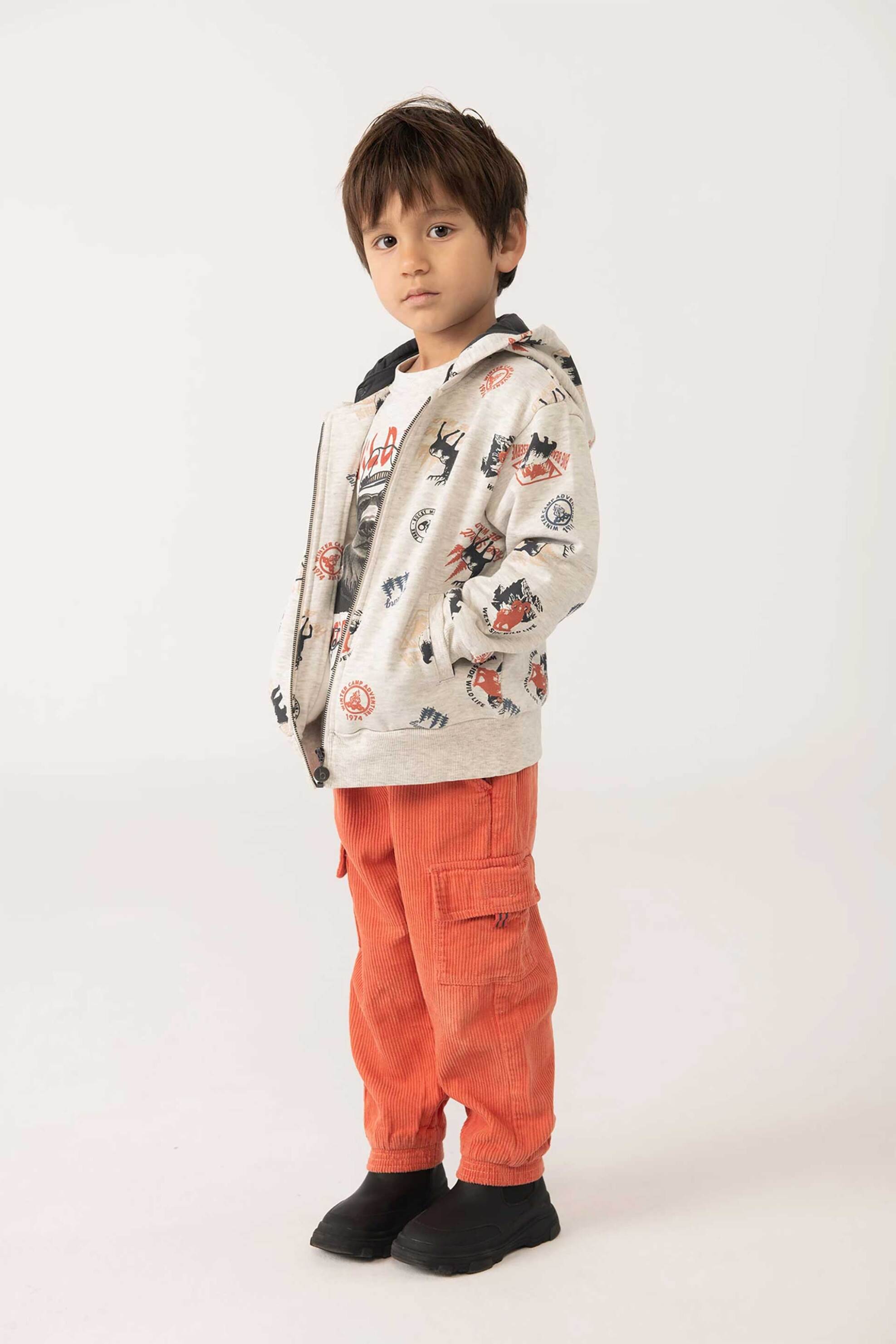 Boboli παιδικό παντελόνι με ελαστική μέση και cargo τσέπες - 312028 Κεραμιδί