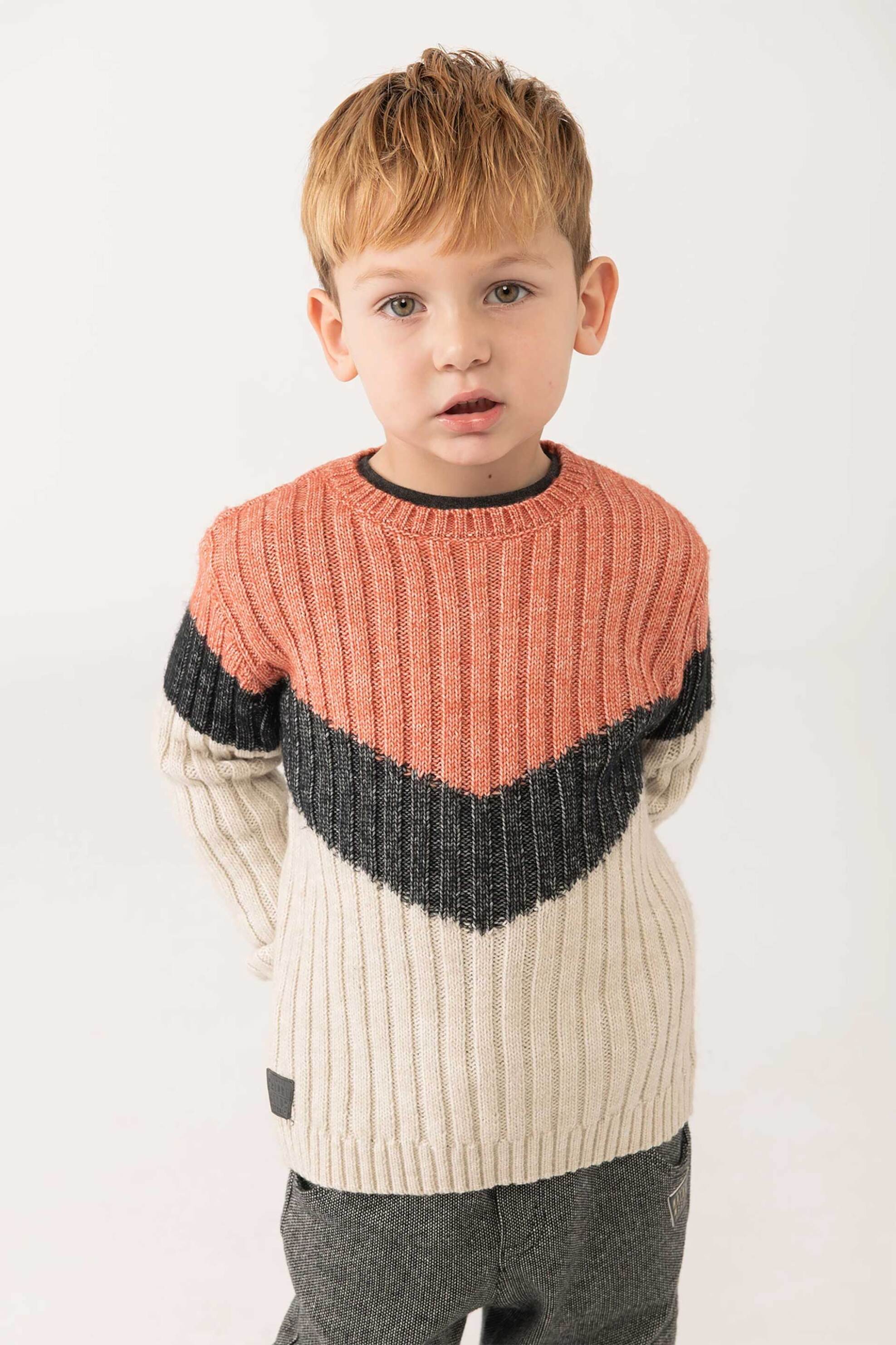 Boboli παιδικό πουλόβερ με σχέδιο σε διαφορετικά χρώματα - 312084 Κεραμιδί