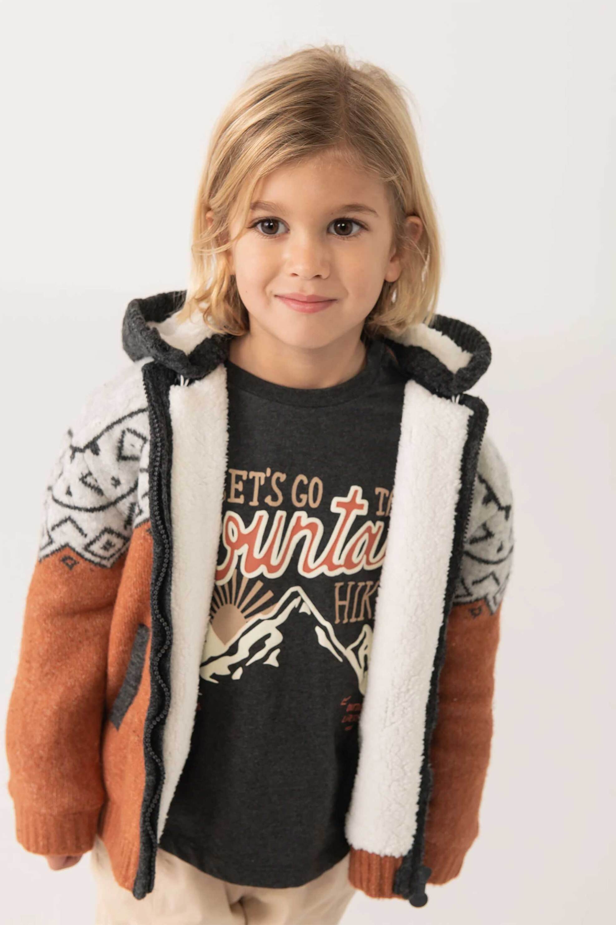 Boboli παιδική ζακέτα με γεωμετρικό σχέδιο - 312152 Κεραμιδί