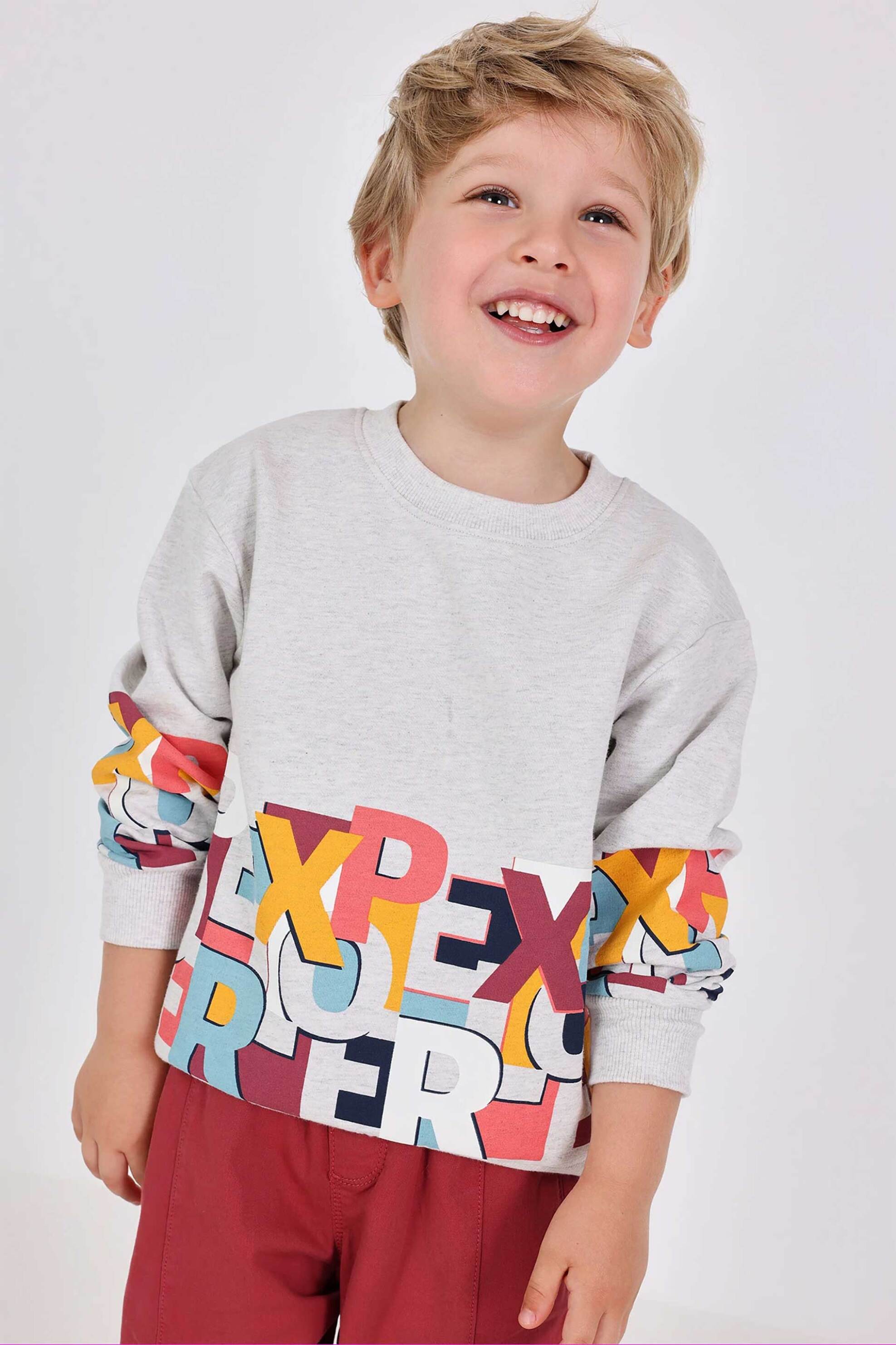 Boboli παιδική μακρυμάνικη μπλούζα με print - 342076 Γκρι