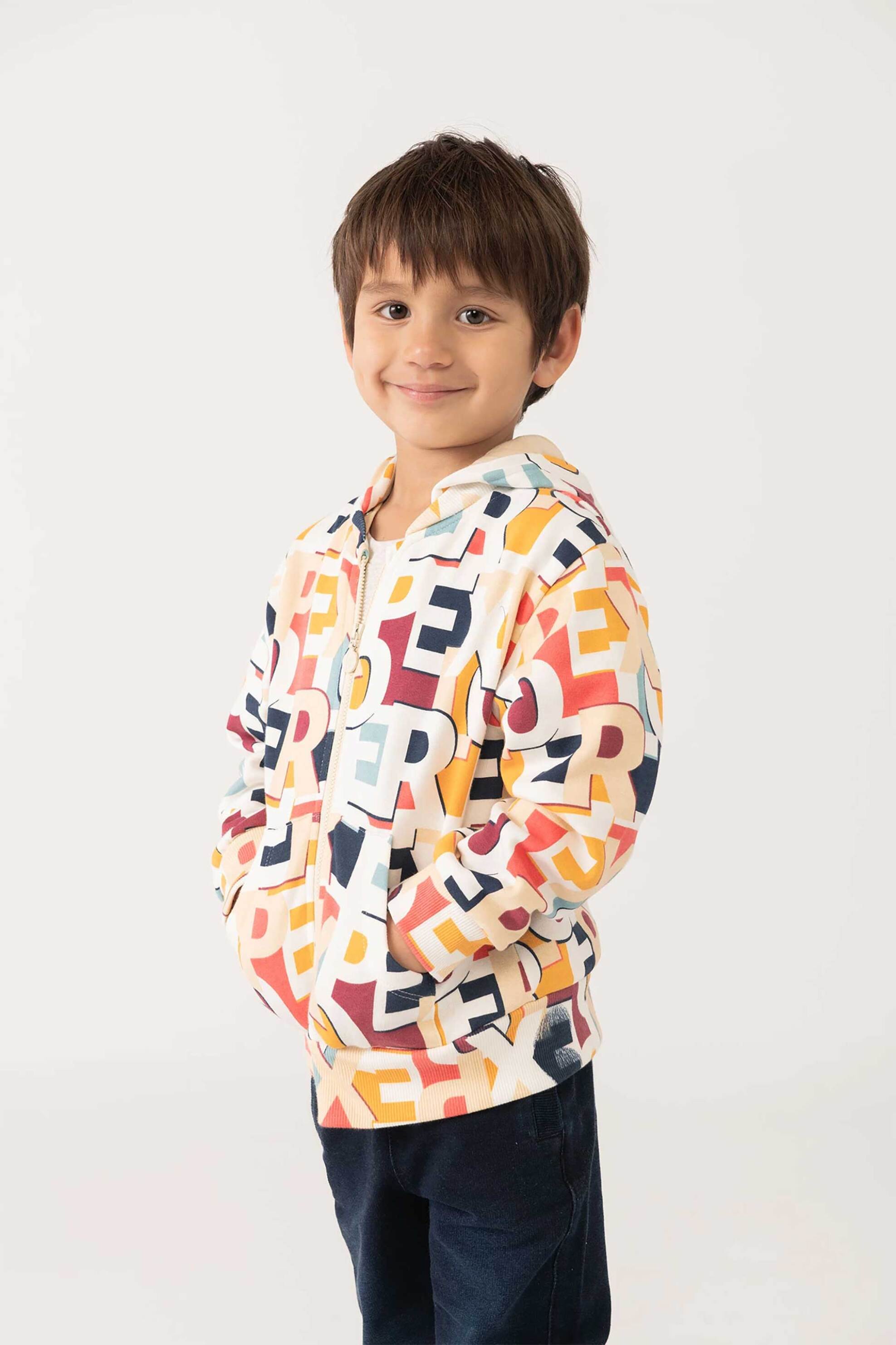 Boboli παιδική ζακέτα φούτερ με all-over lettering - 342133 Πολύχρωμο