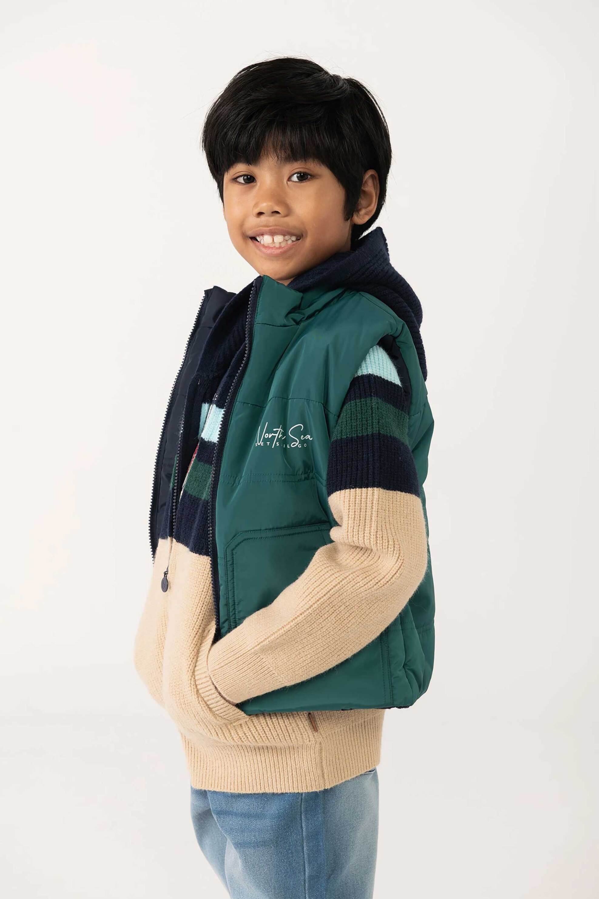 Boboli παιδικό αμάνικο μπουφάν διπλής όψης καπιτονέ - 502164 Πετρόλ