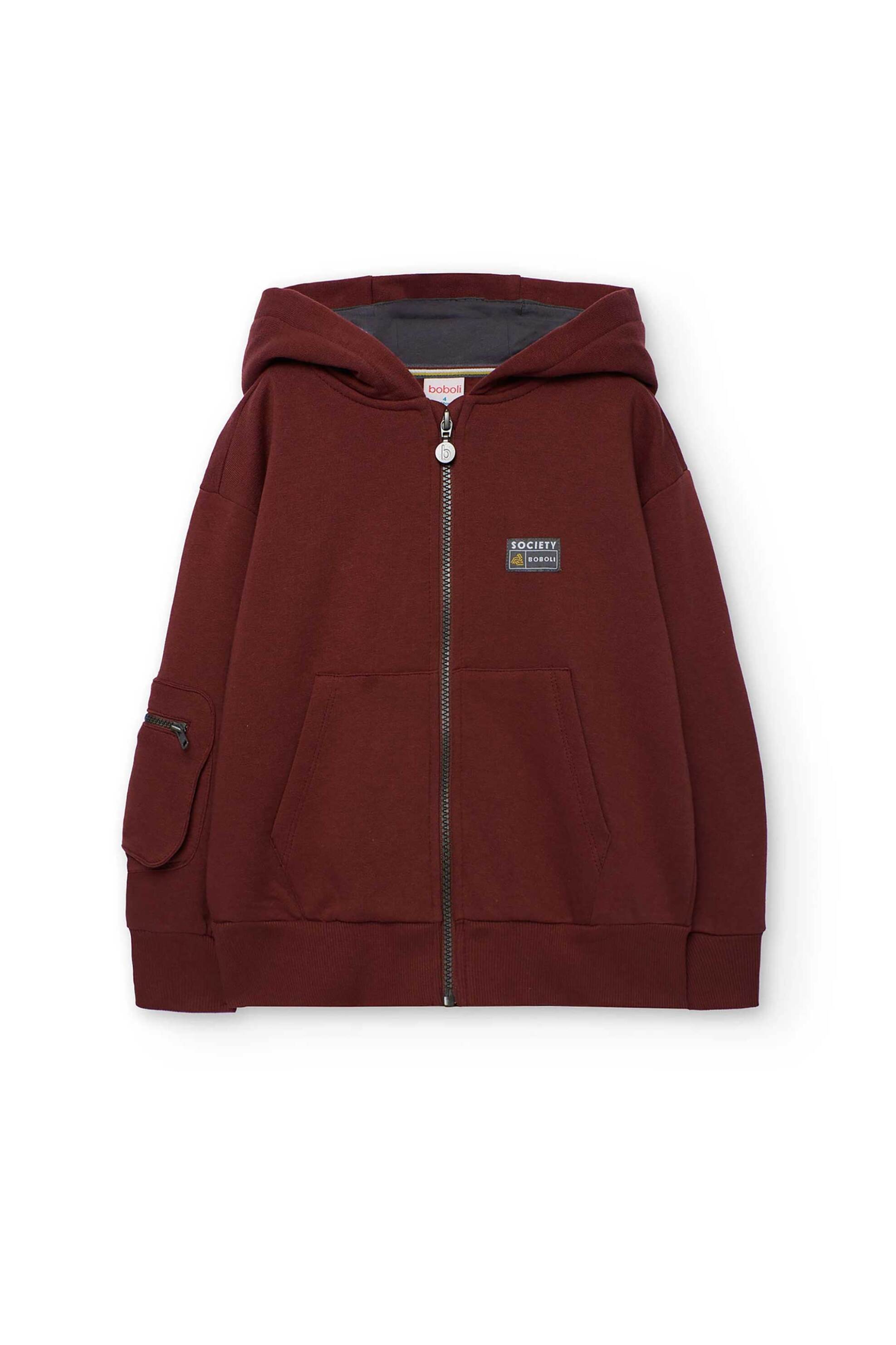 Boboli παιδική ζακέτα φούτερ με κουκούλα - 512132 Κεραμιδί