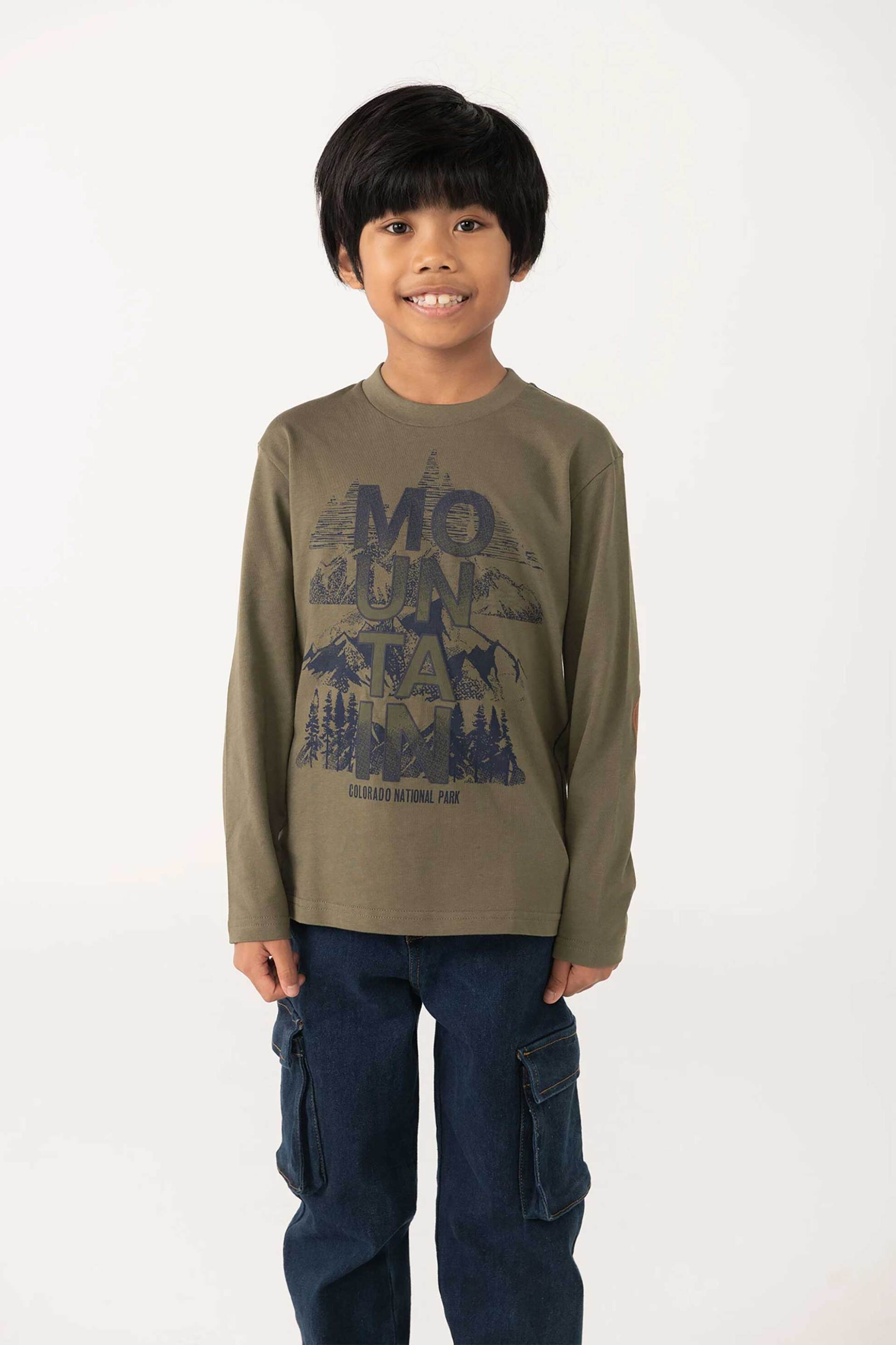 Boboli παιδική μακρυμάνικη μπλούζα με print - 522010 Πράσινο