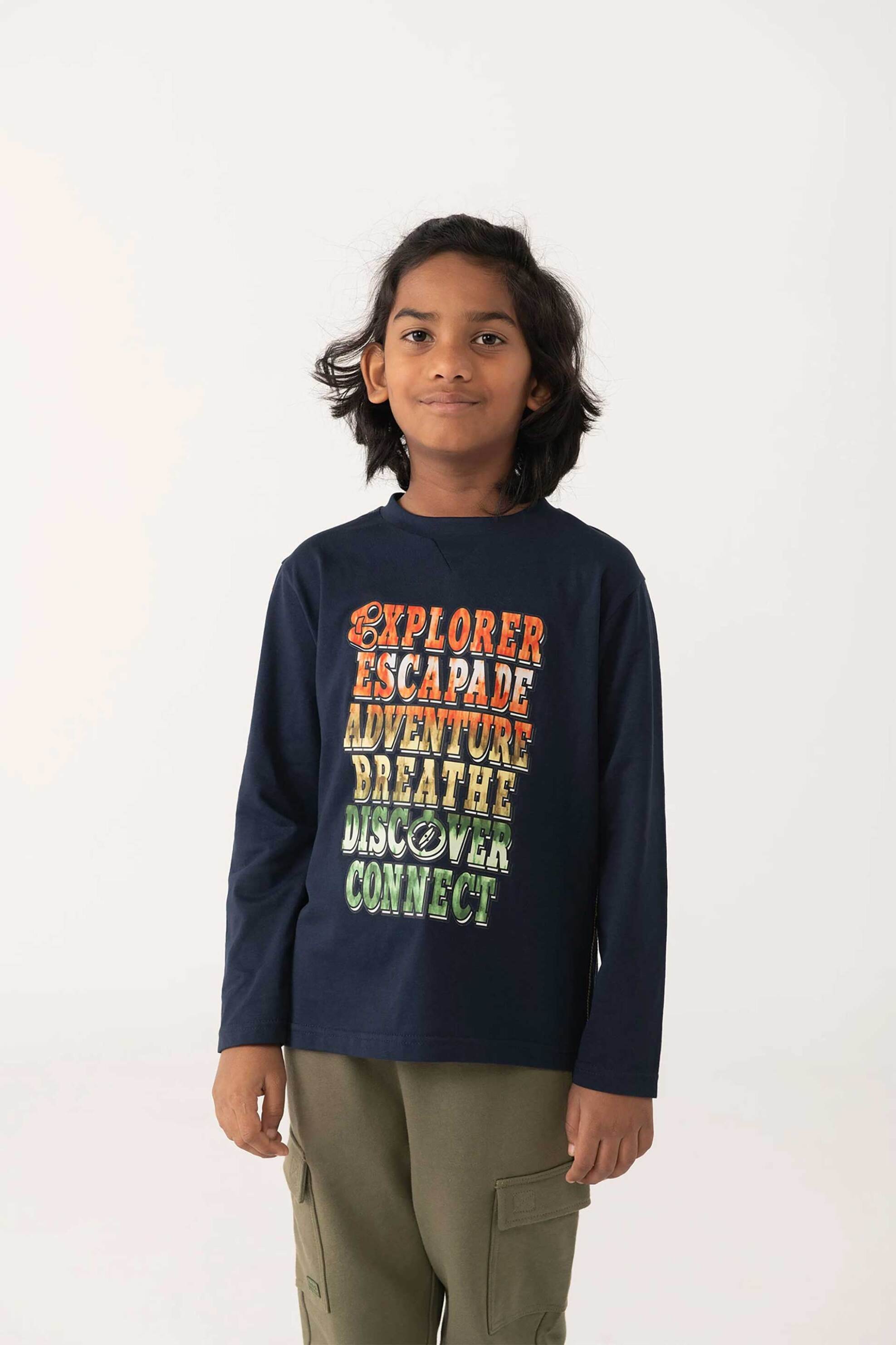 Boboli παιδική μακρυμάνικη μπλούζα με print - 522065 Σκούρο Μπλε