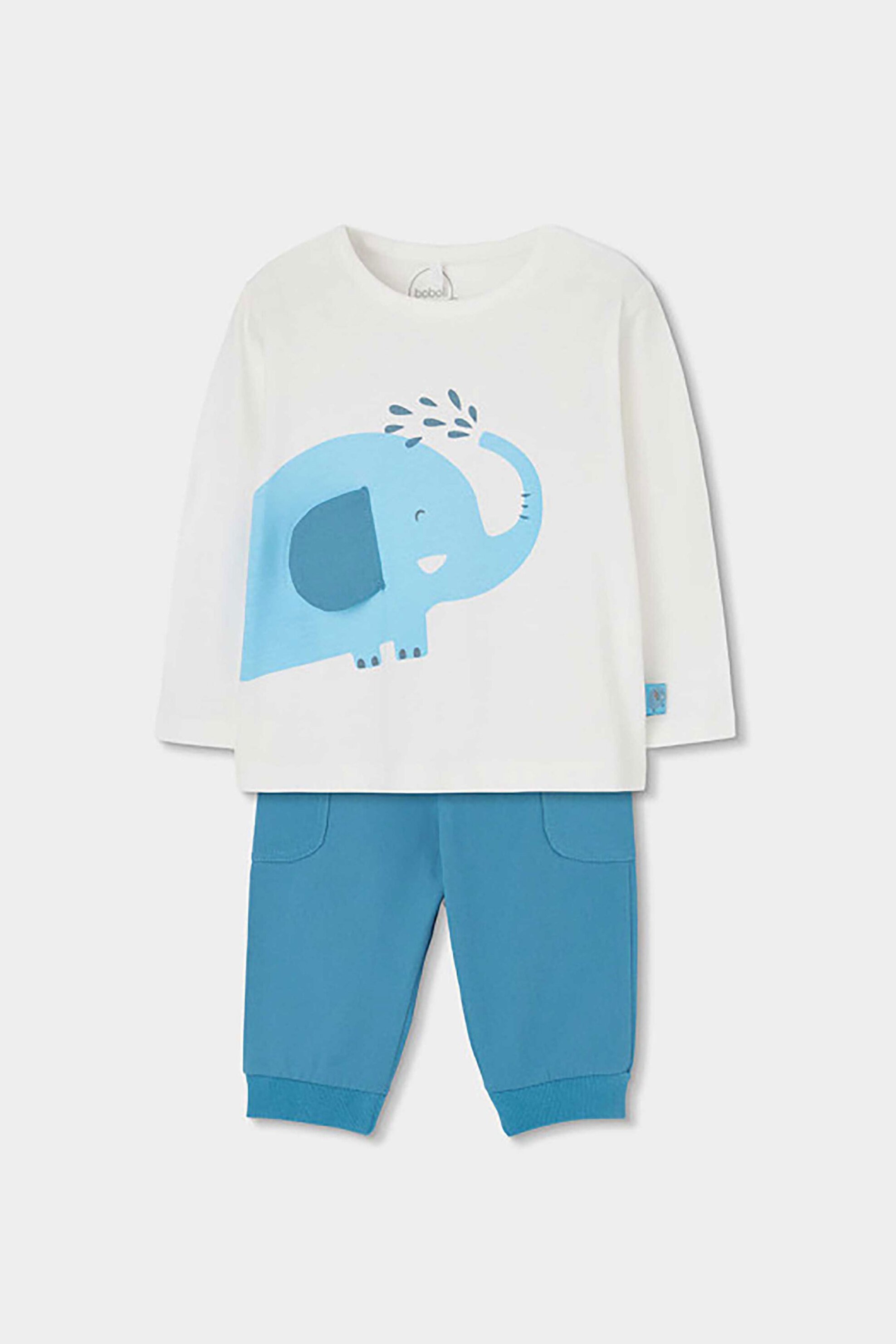 Boboli βρεφικό σετ μπλούζα και παντελόνι (2 τεμάχια) - 213006 Λευκό