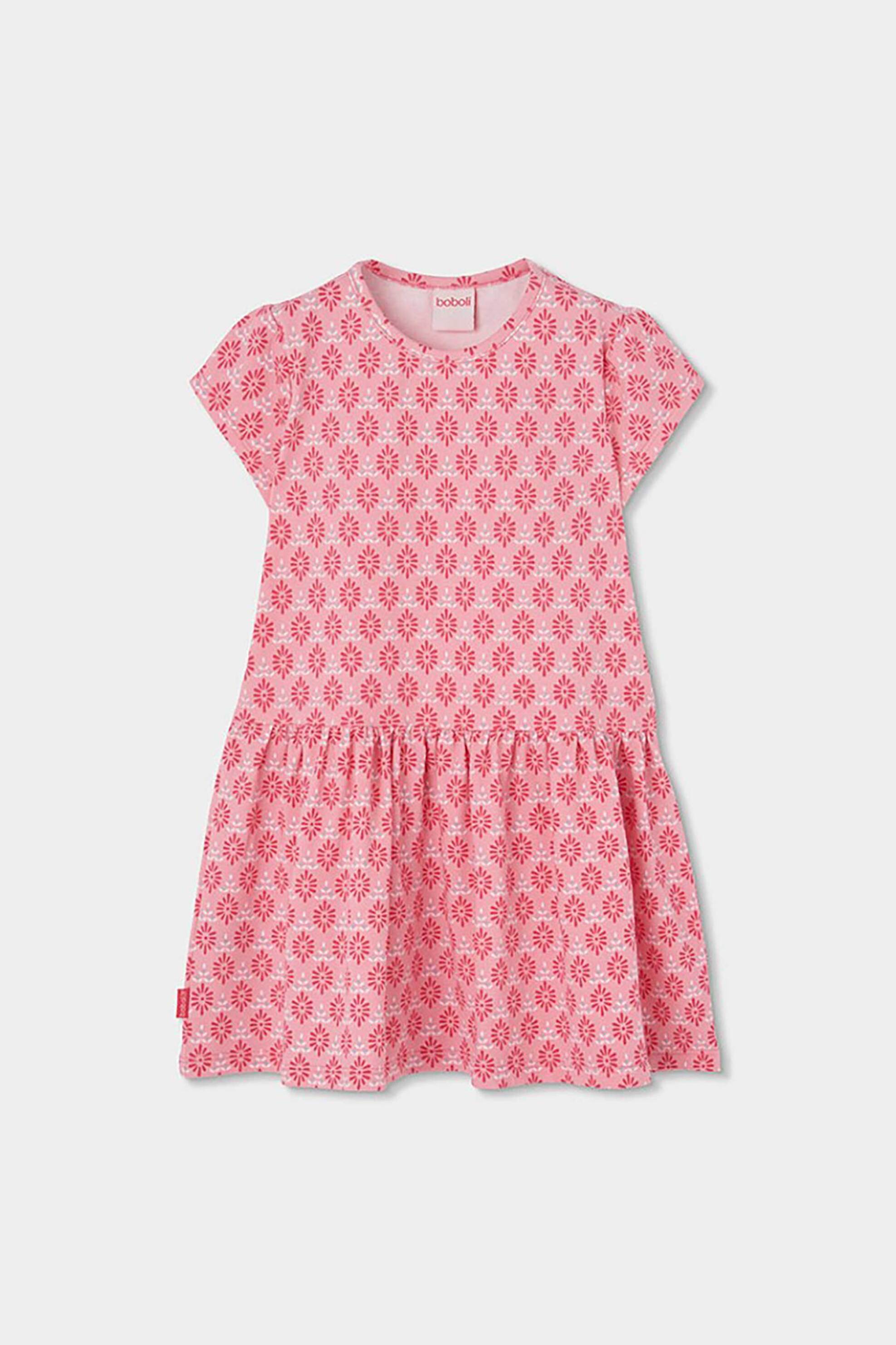 Boboli παιδικό φόρεμα με all-over print - 303129 Κοραλί