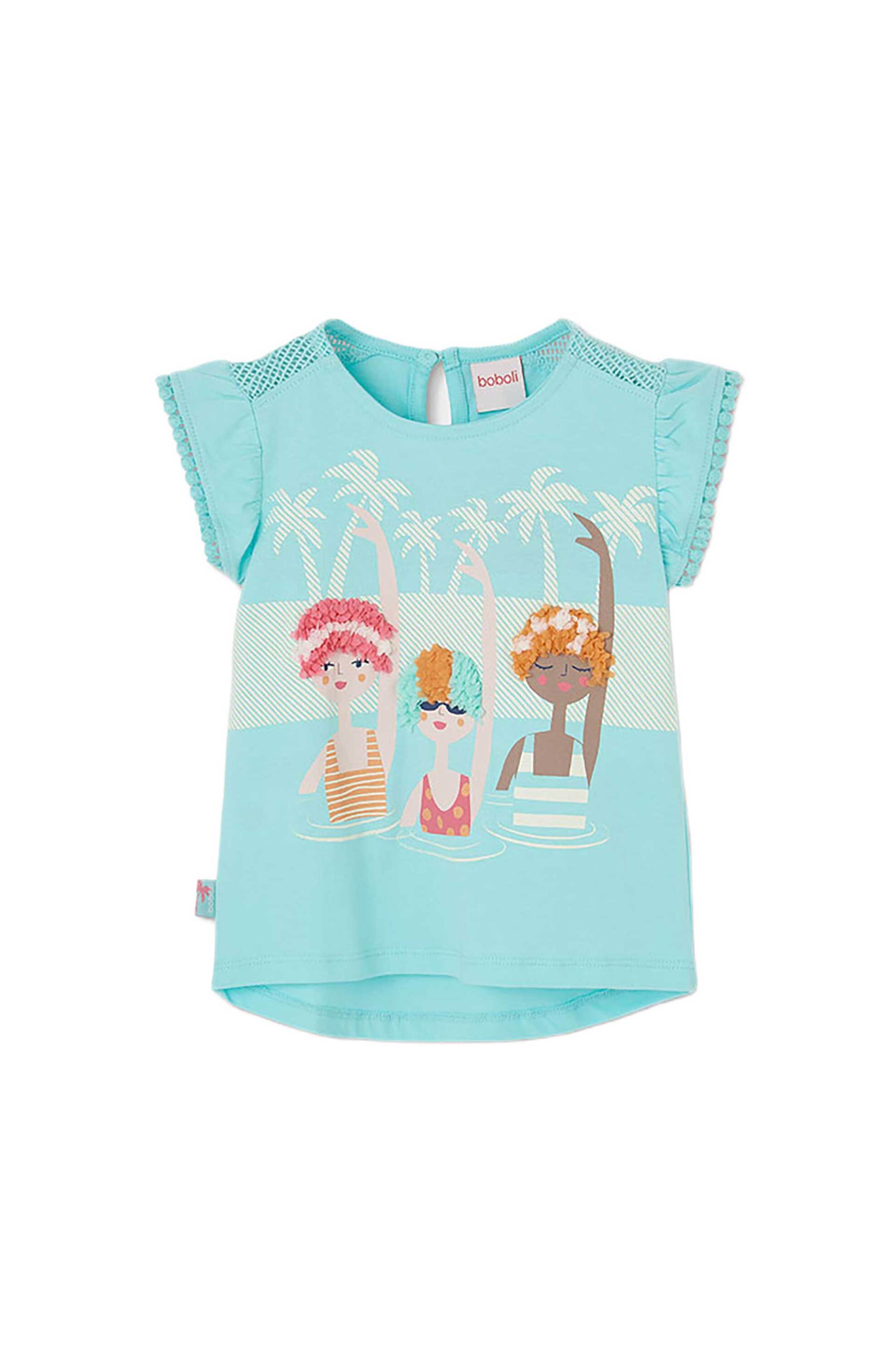 Boboli παιδική μπλούζα με απλικέ λεπτομέρειες - 333100 Τυρκουάζ