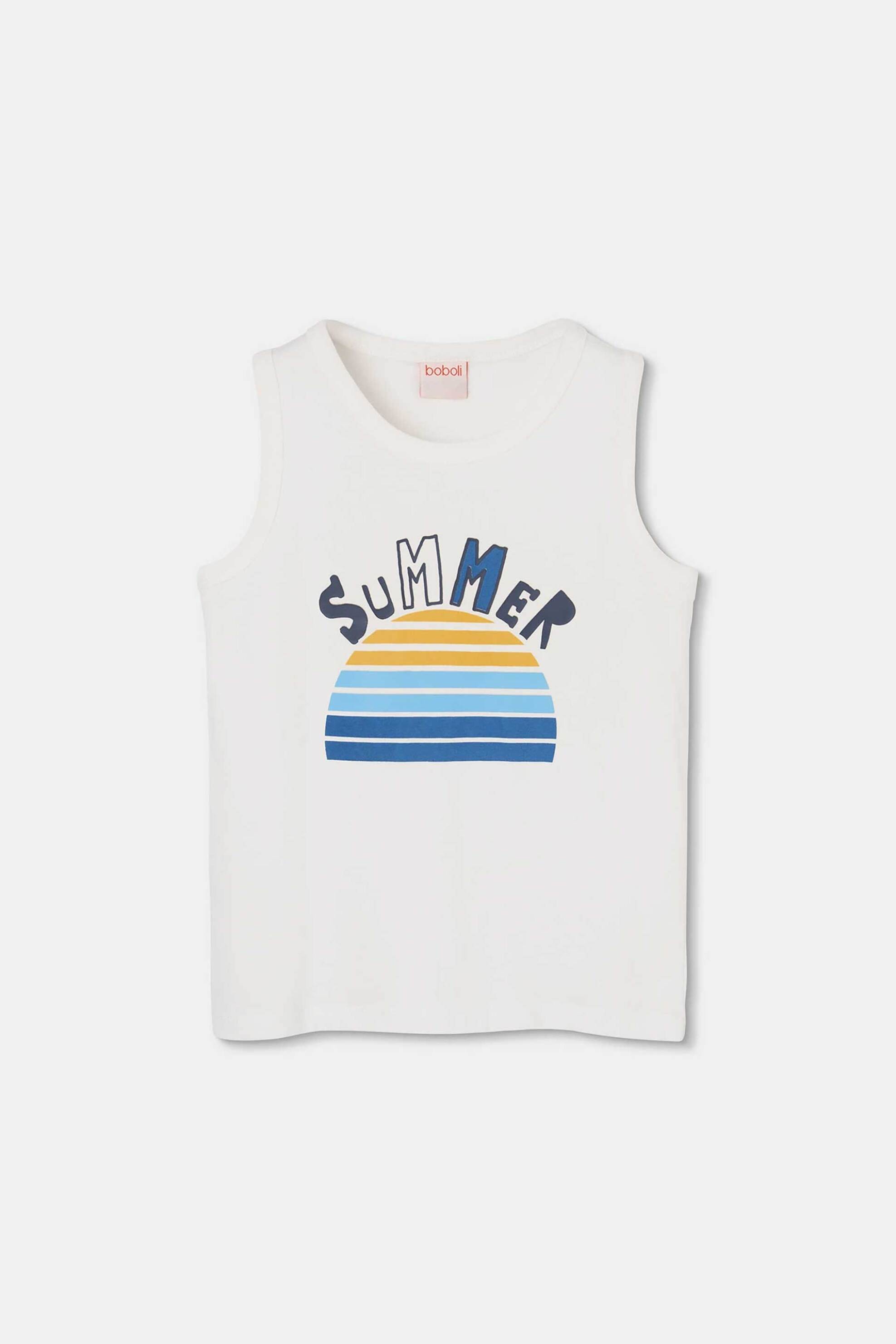 Boboli παιδική μπλούζα αμάνικη με print Summer - 503198 Λευκό