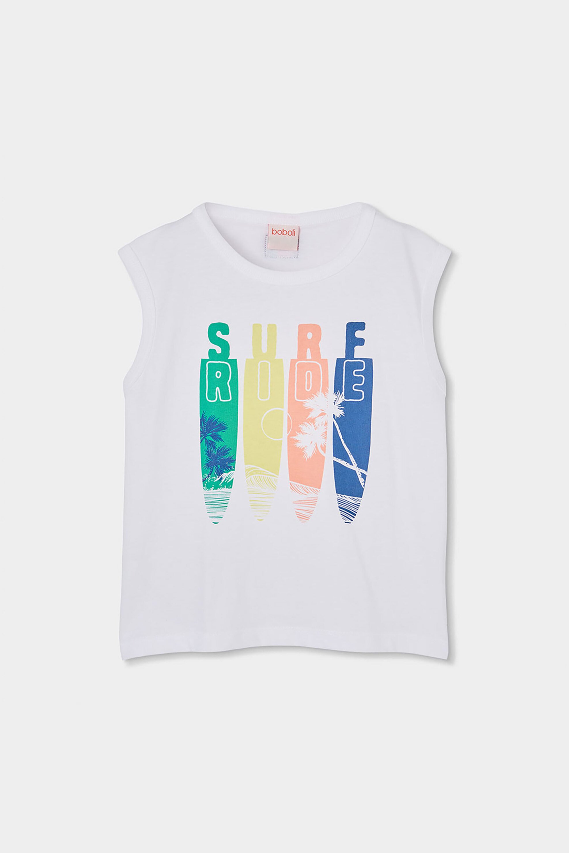 Boboli παιδική μπλούζα αμάνικη με print σανίδες σερφ - 613156 Λευκό
