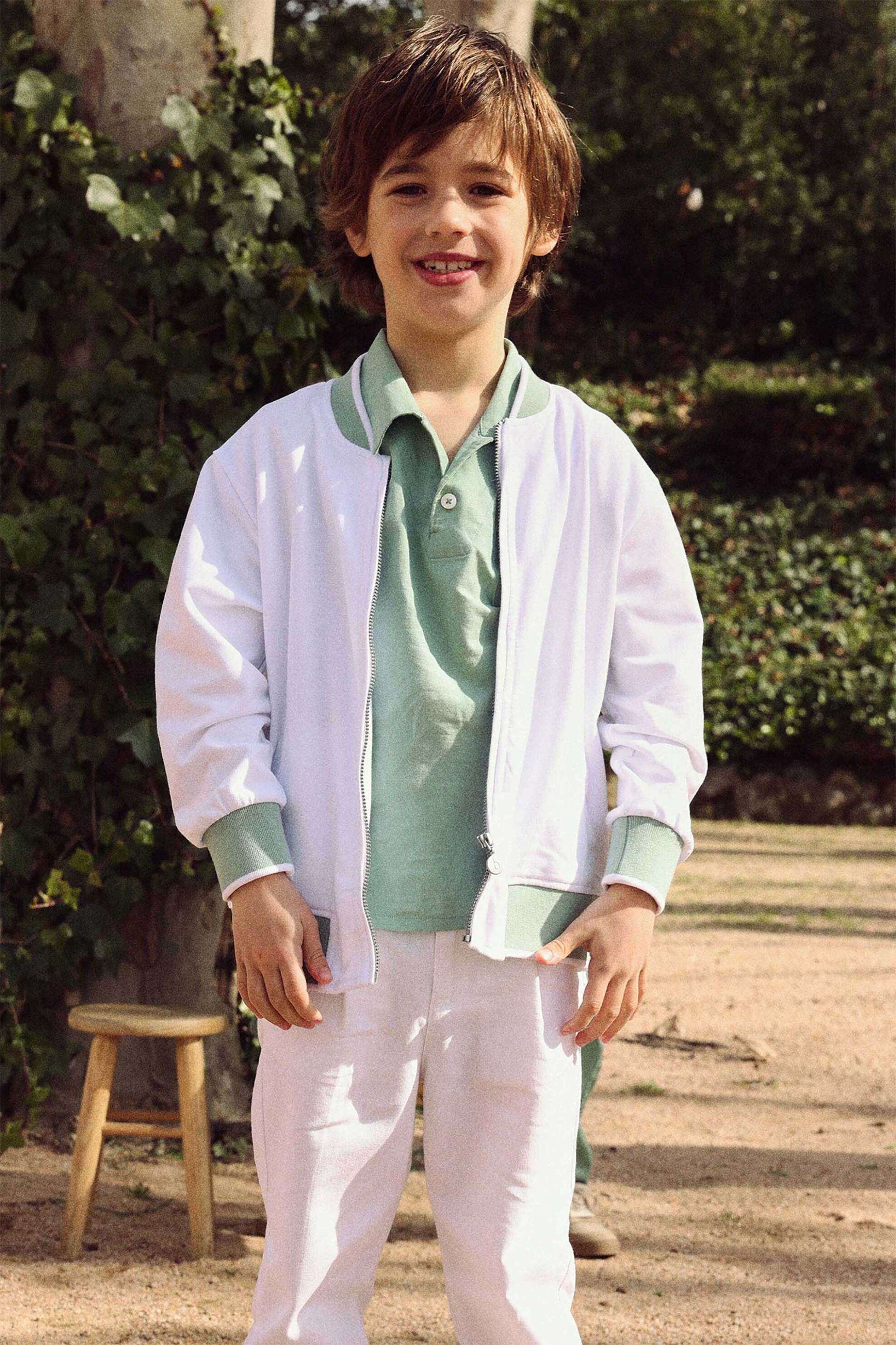 Boboli παιδική ζακέτα φούτερ σε στυλ bomber jacket - 813079 Λευκό