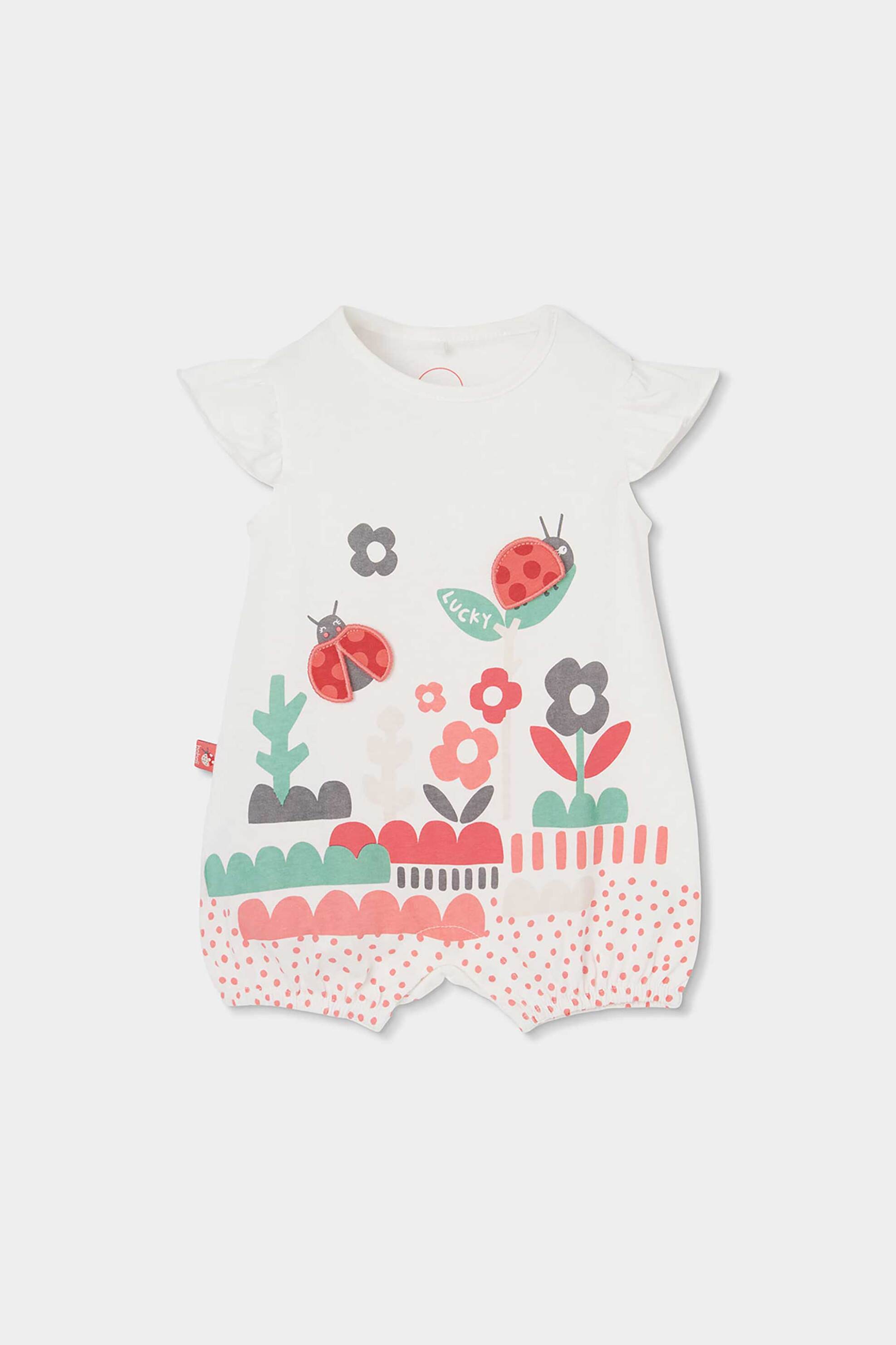 Boboli βρεφικό φορμάκι με floral σχέδιο - 113027 Λευκό