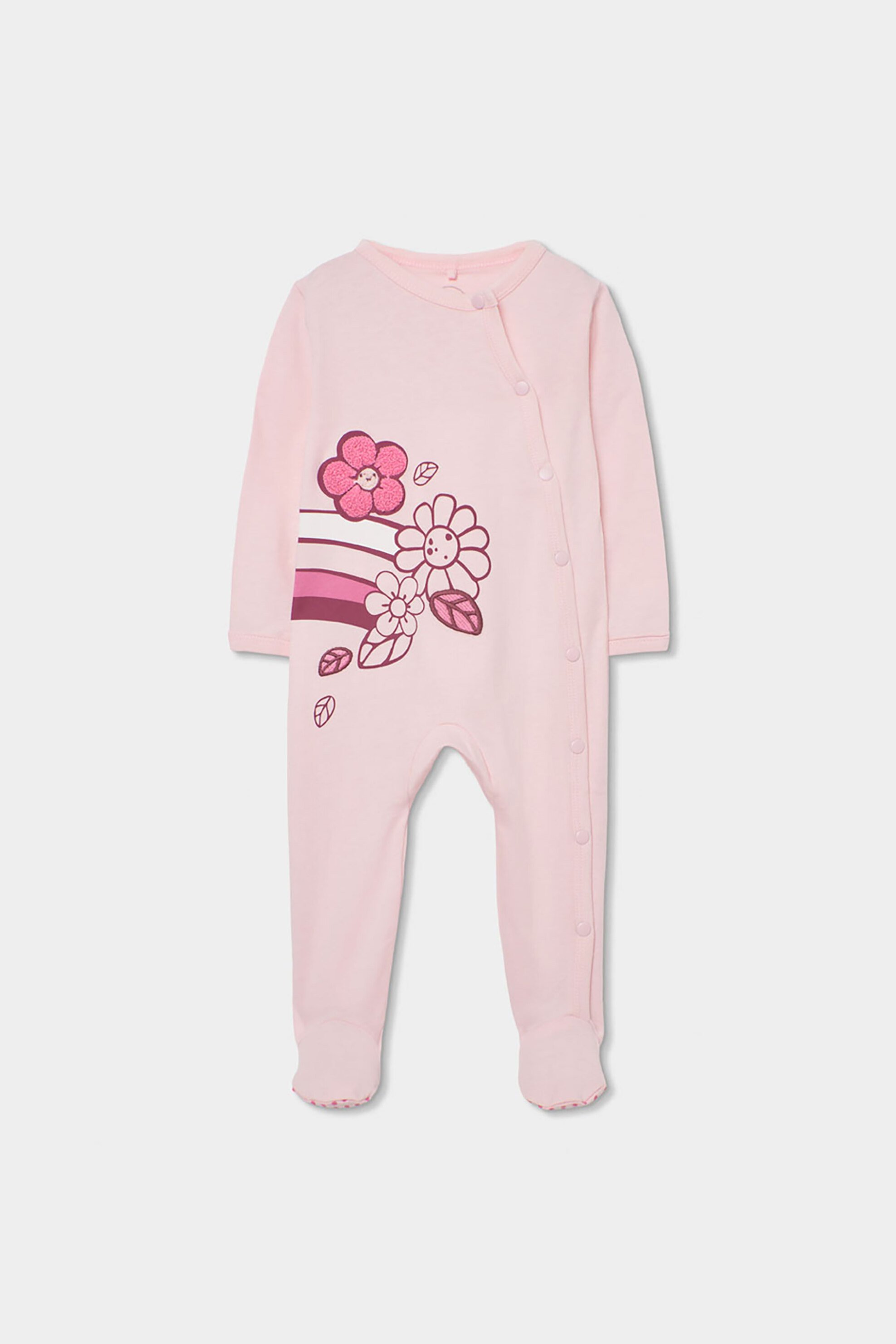 Boboli βρεφικό ολόσωμο φορμάκι με floral print - 133063 Ροζ