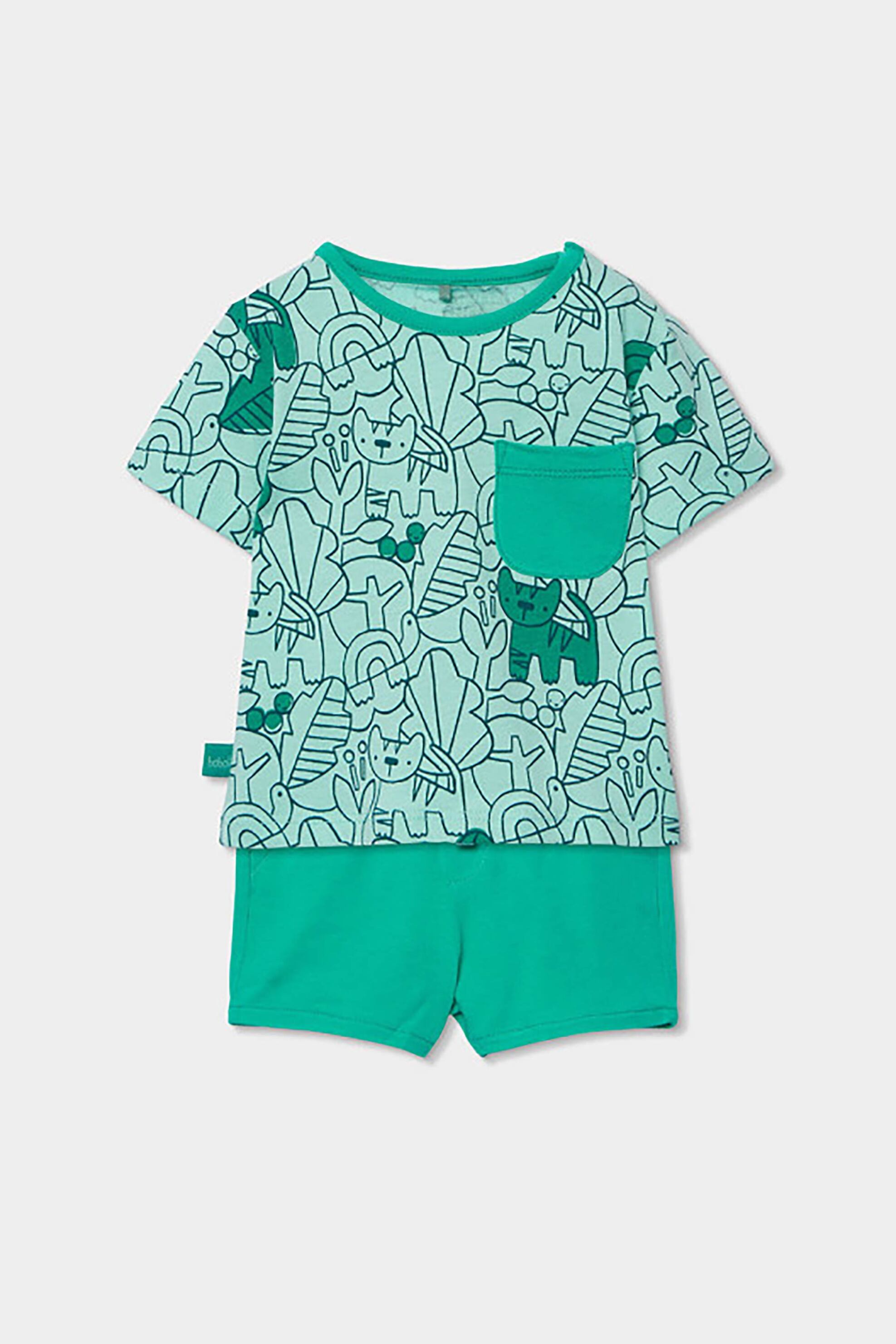 Boboli βρεφικό σετ μπλούζα και βερμούδα (2 τεμάχια) - 233053 Πράσινο Μέντας