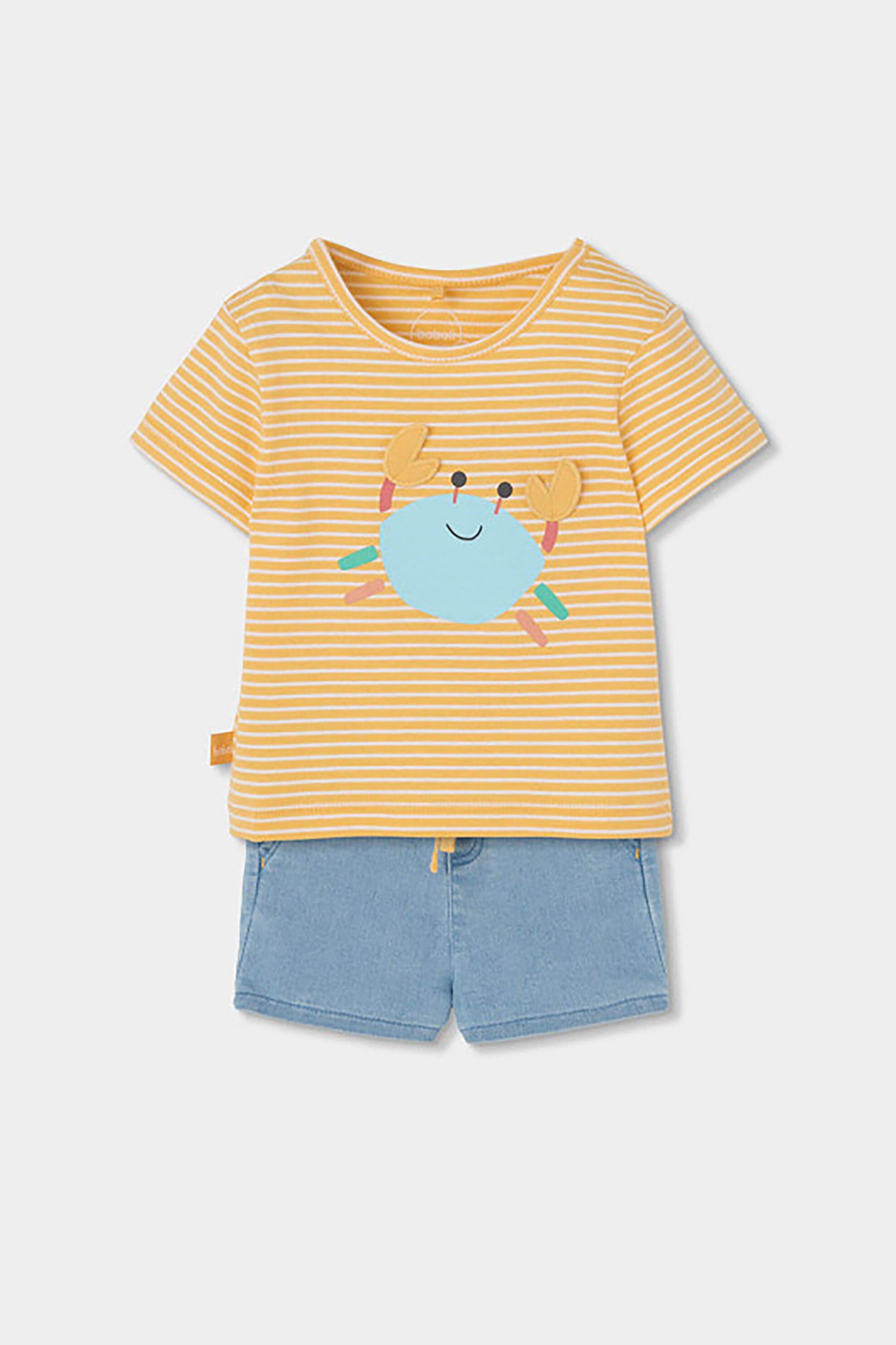 Boboli βρεφικό σετ μπλούζα και βερμούδα (2 τεμάχια) - 243098 Denim Blue