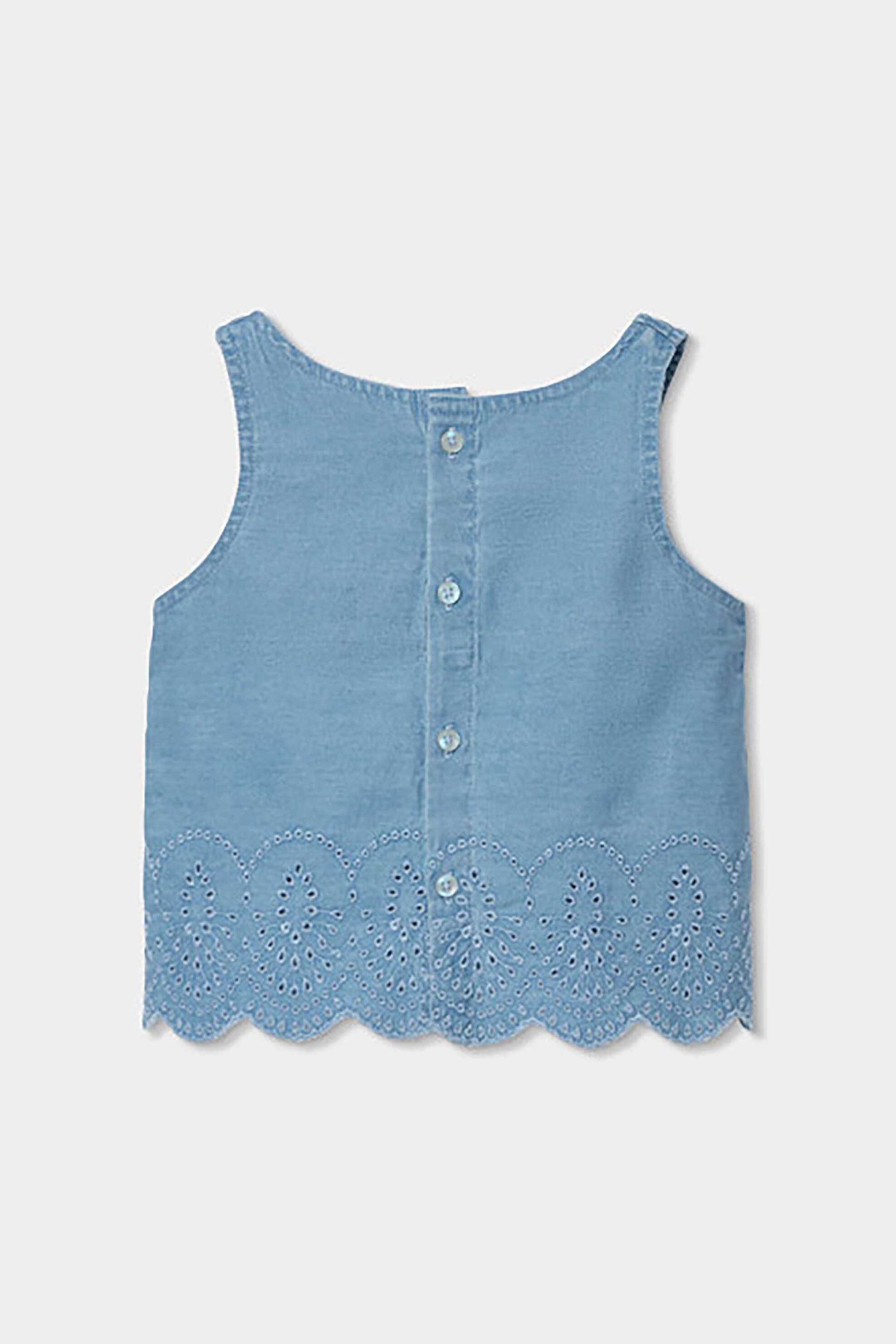Boboli Παιδικό Denim Τοπ με Διάτρητο Σχέδιο - 323075 Blue Σκούρο