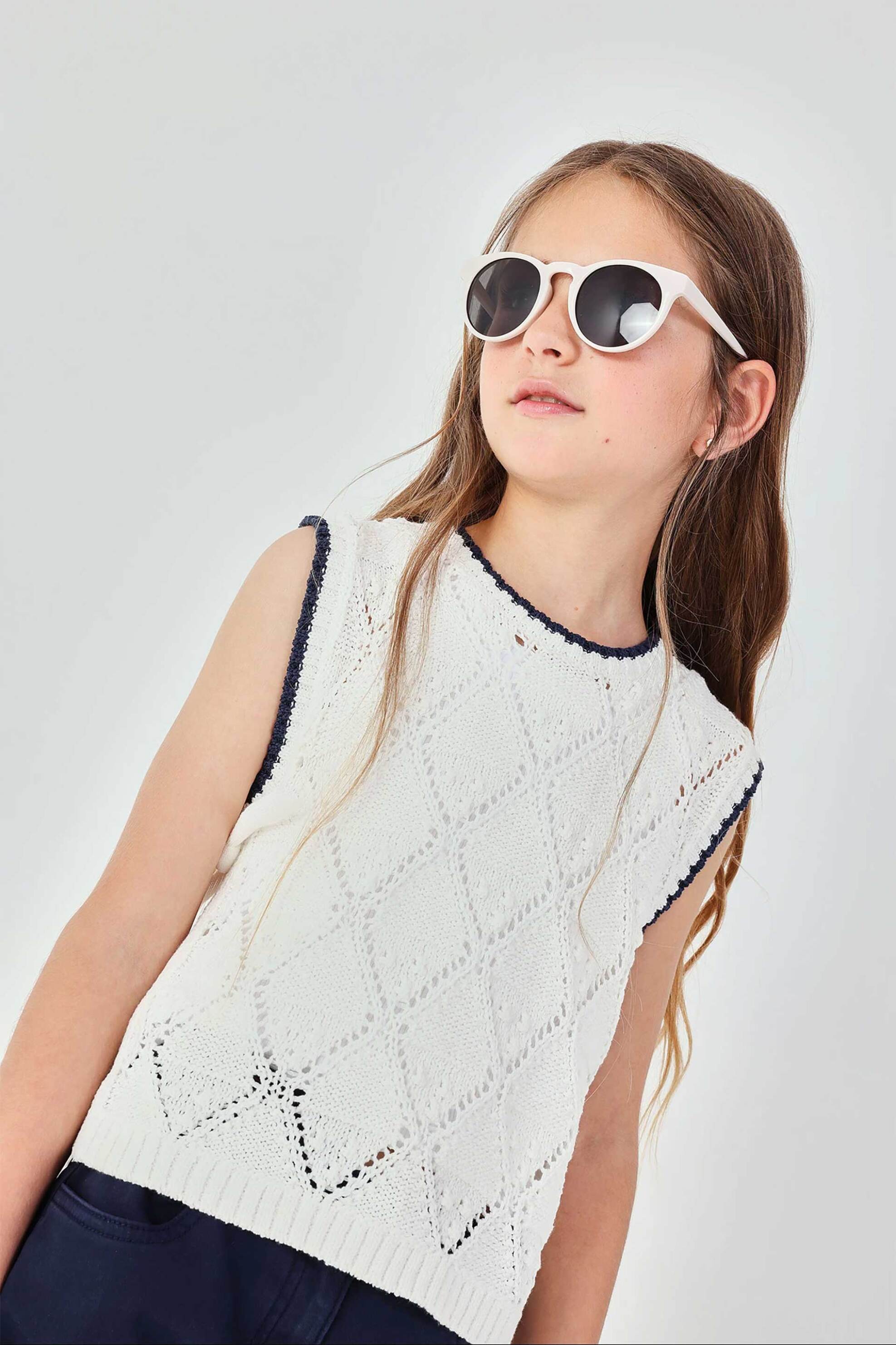 Boboli παιδική μπλούζα αμάνικη πλεκτή - 403096 Λευκό