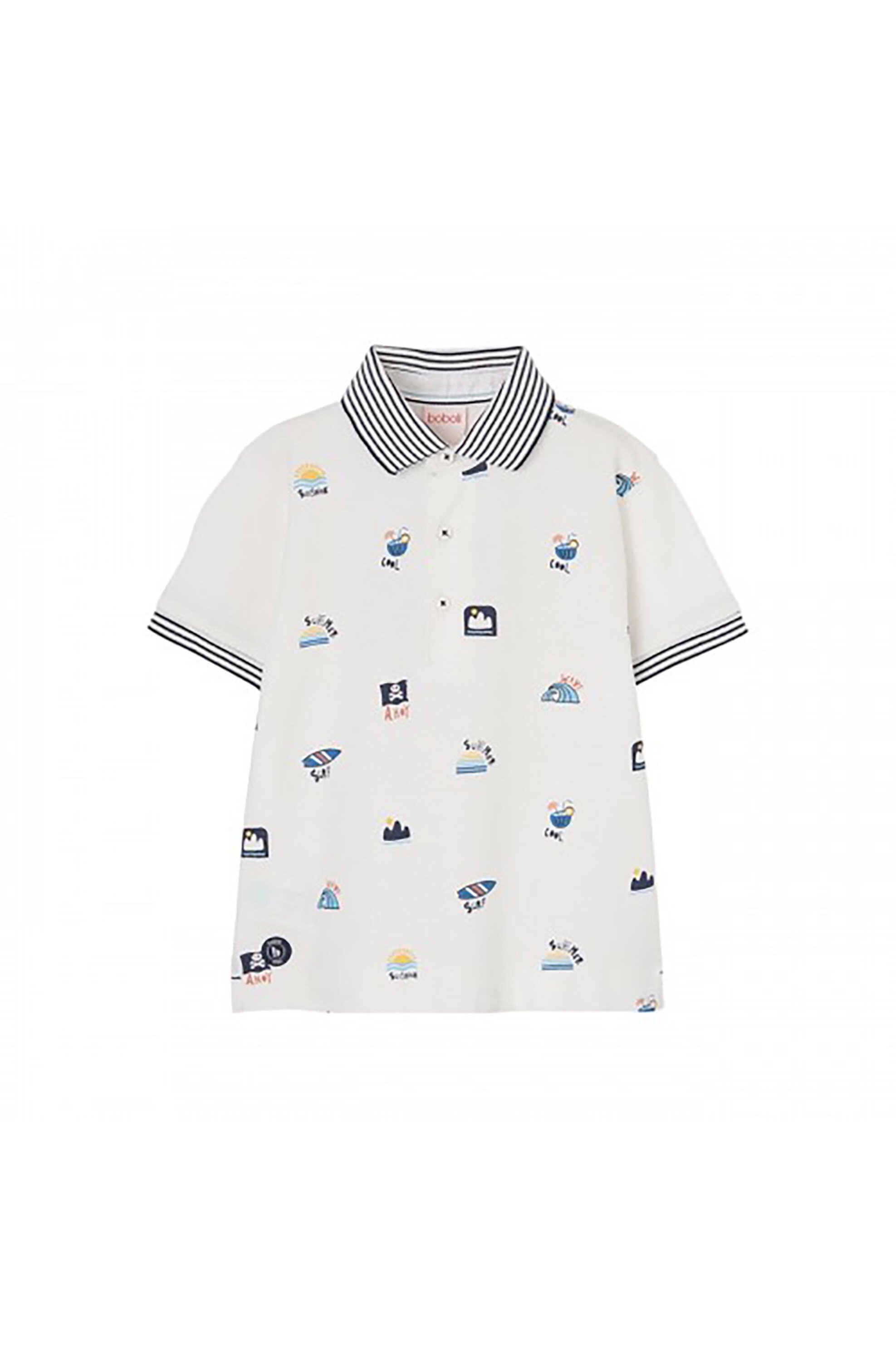 Boboli παιδική μπλούζα πόλο με all-over print - 503031 Λευκό