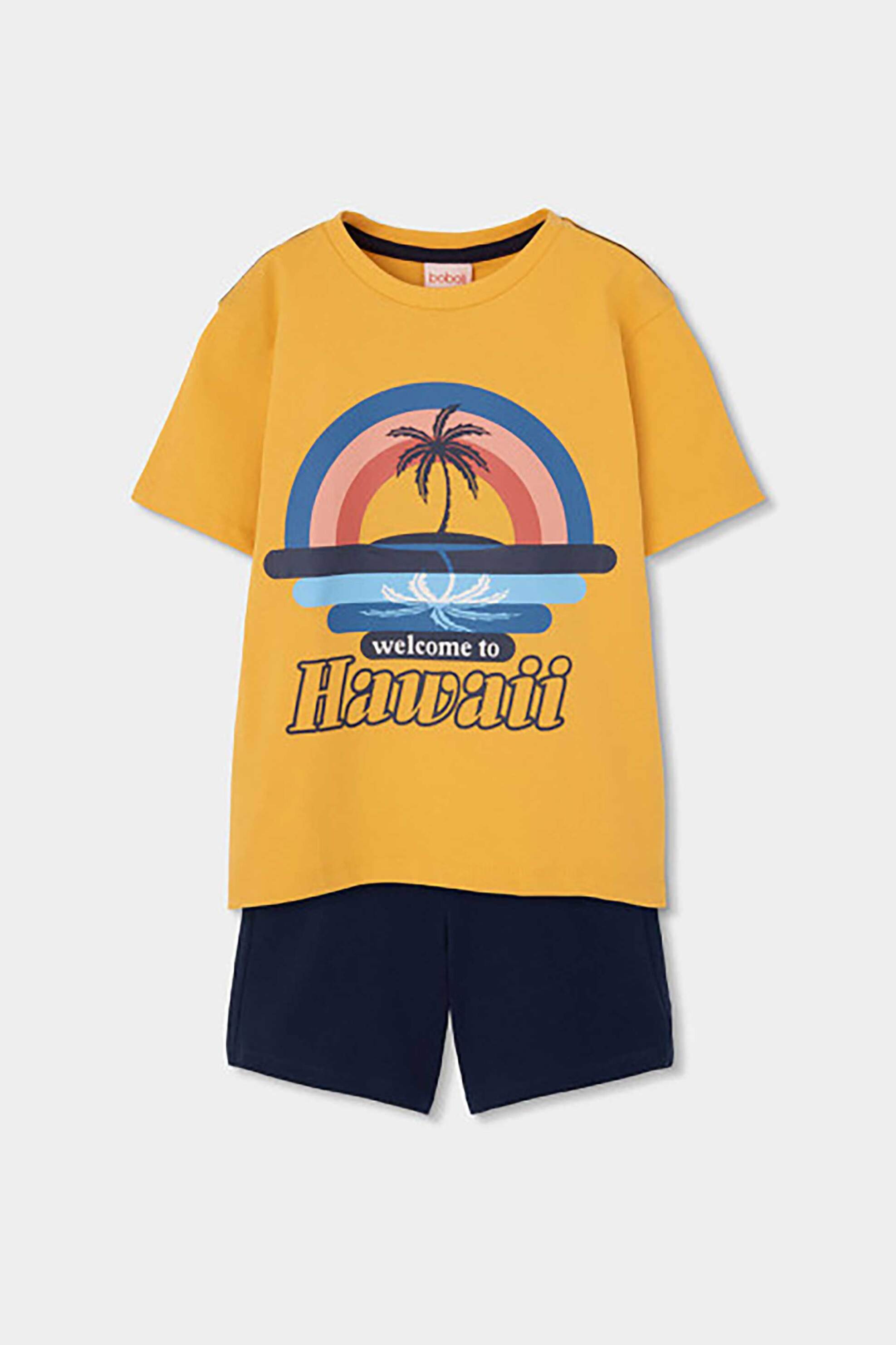 Boboli παιδικό σετ μπλούζα και βερμούδα (2 τεμάχια) - 503143 Μουσταρδί