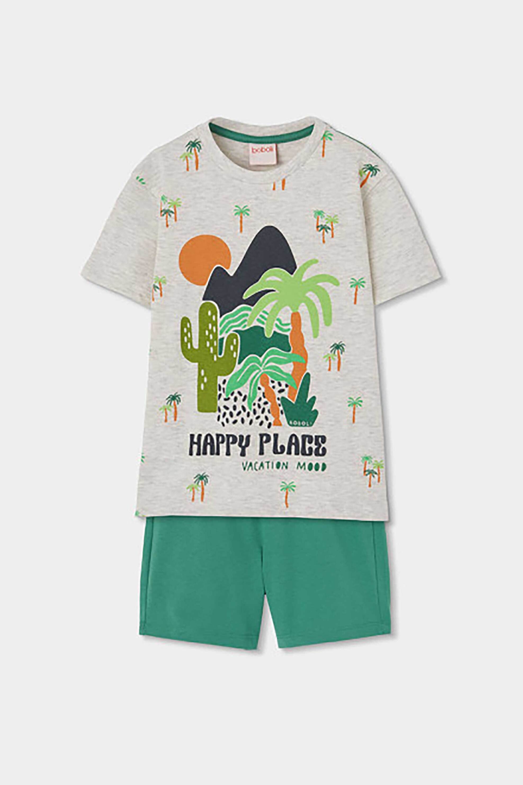 Boboli παιδικό σετ μπλούζα και βερμούδα (2 τεμάχια) - 513098 Γκρι