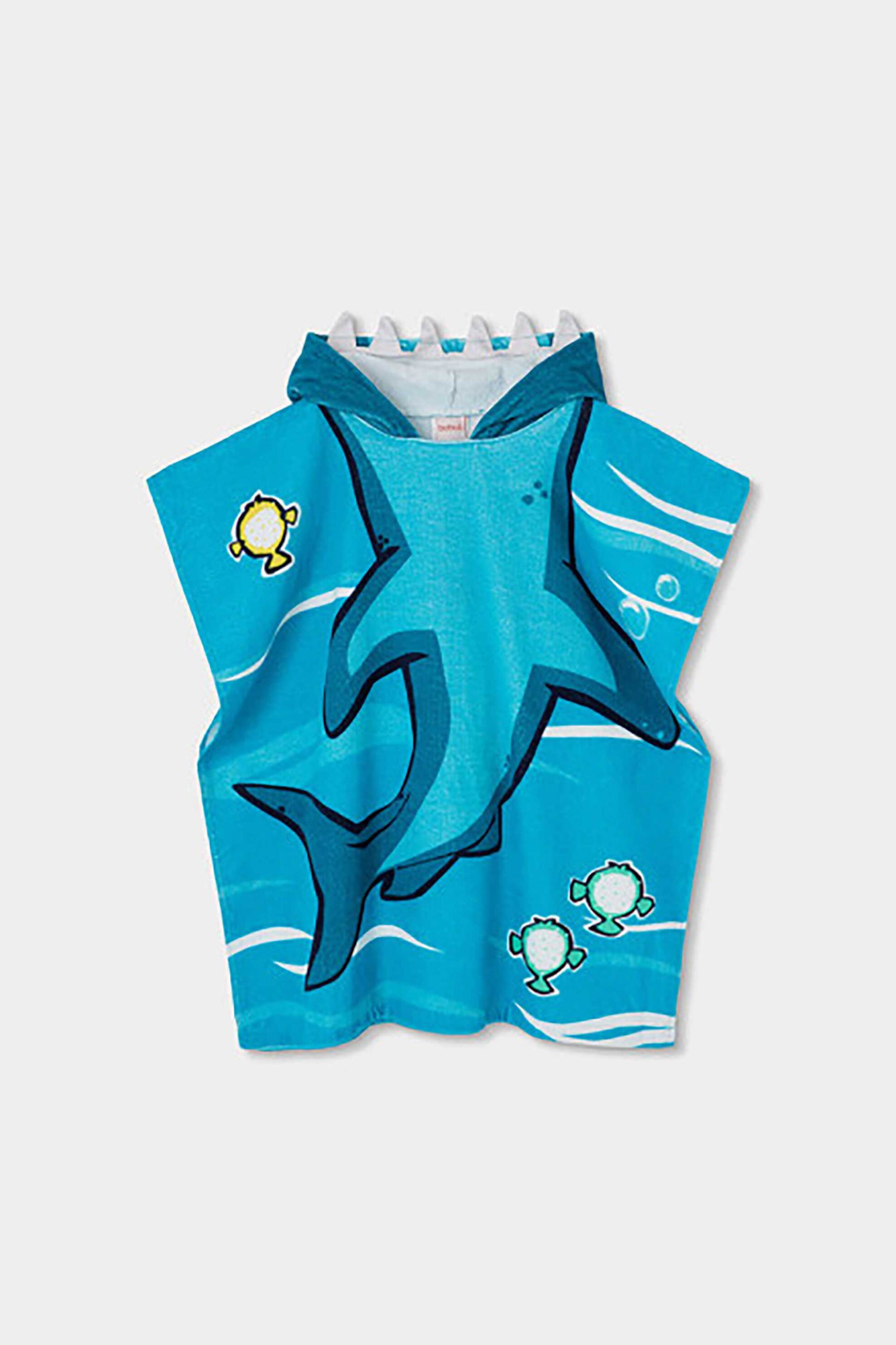 Boboli παιδικό πόντσο πετσέτα θαλάσσης με κουκούλα - 543192 Μπλε